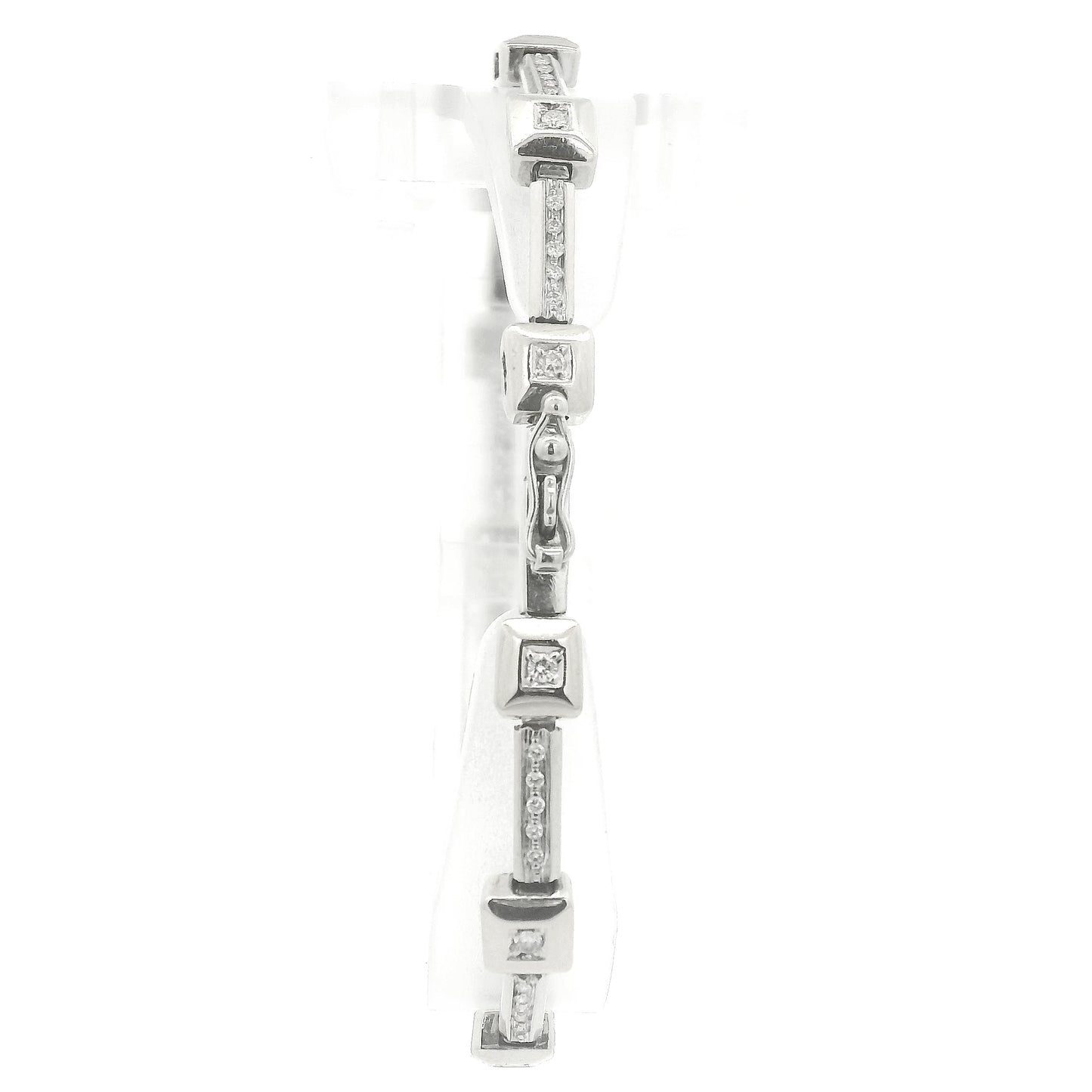 A White Gold diamond tennis bracelet with square bezel set & channel set diamonds at Forever Rox Fine Jewelry, Lake Tahoes Best Jewelry Store