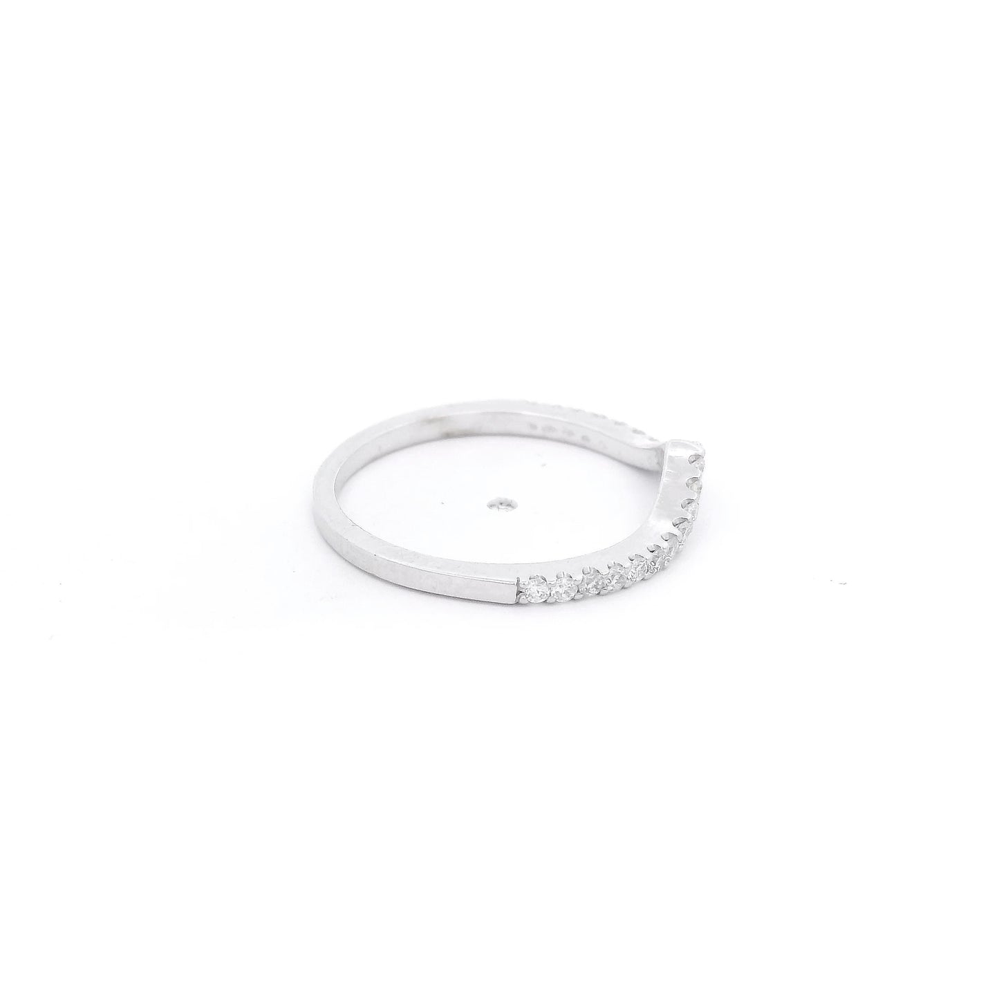 White Gold Curved band with diamonds at Forever Rox Fine Jewelry 