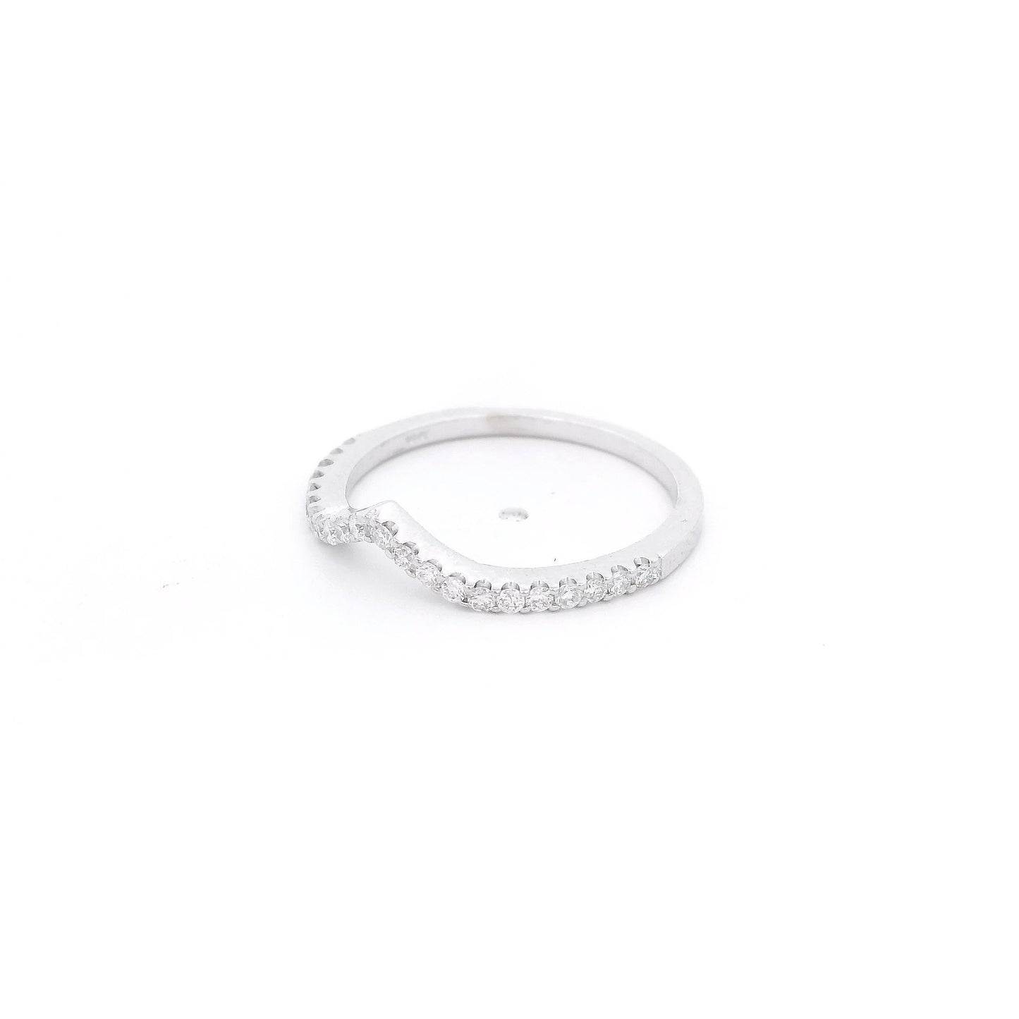 White Gold Curved band with diamonds at Forever Rox Fine Jewelry 