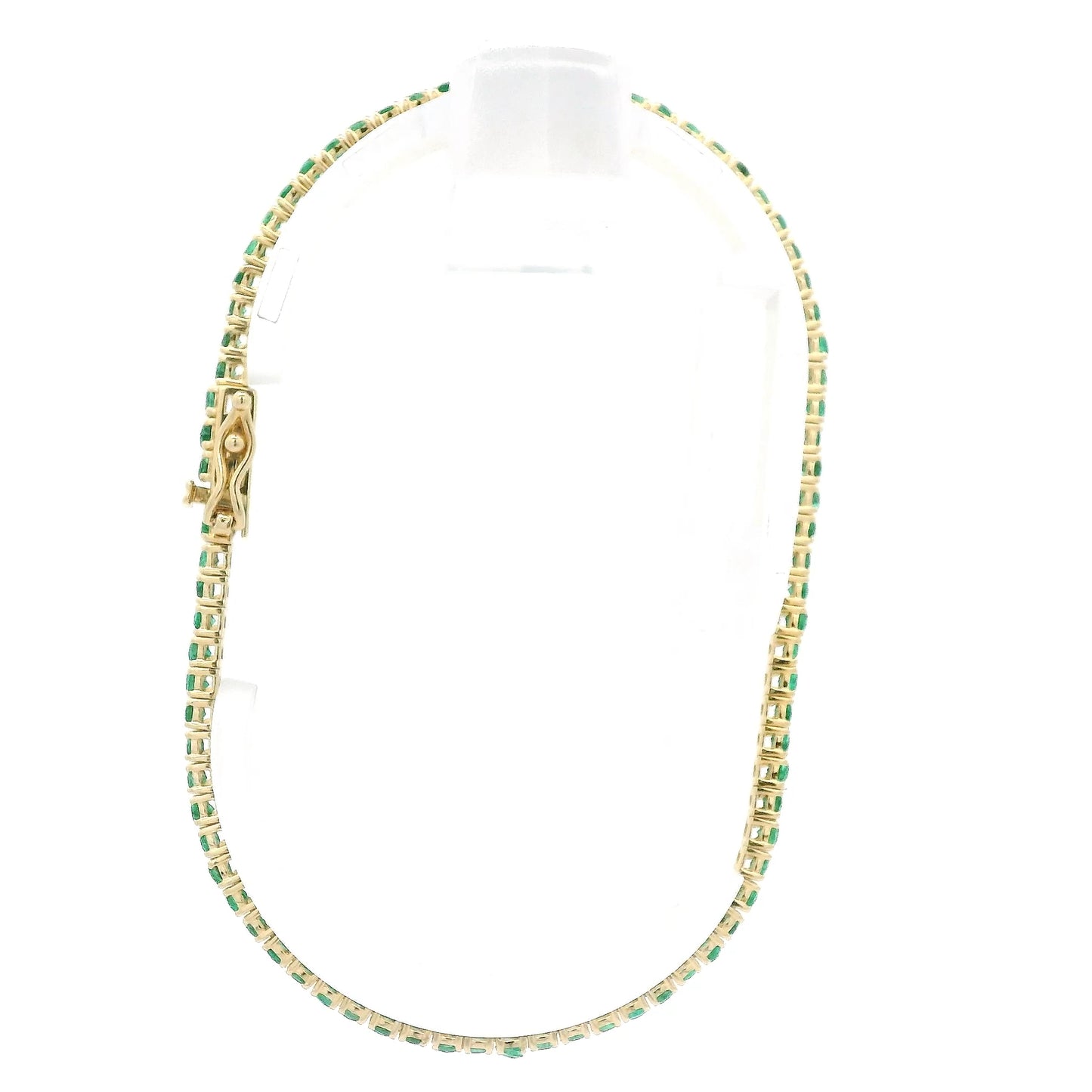 Emerald Tennis Bracelet set in Yellow Gold at Forever Rox Fine Jewelry 