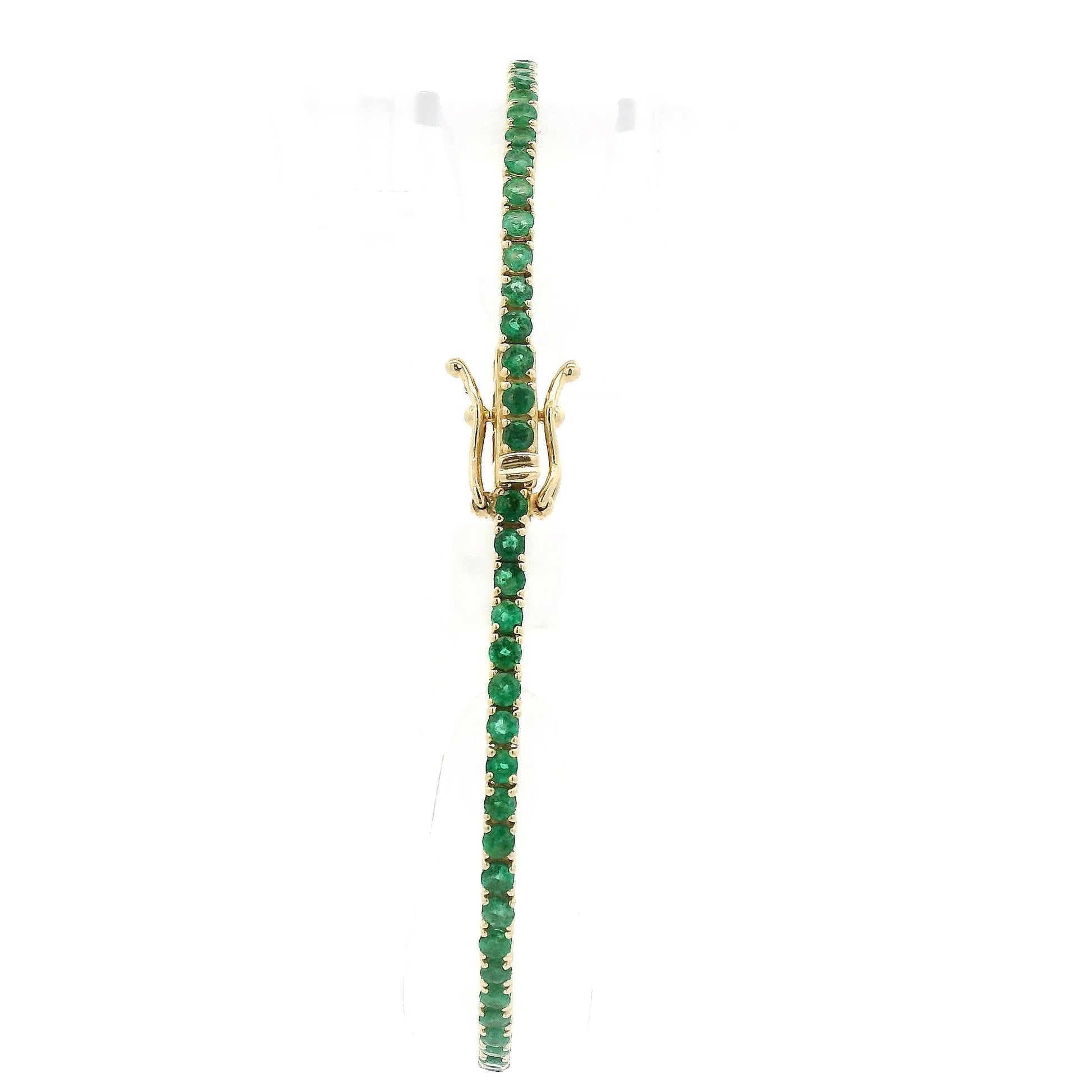 Emerald Tennis Bracelet set in Yellow Gold at Forever Rox Fine Jewelry 