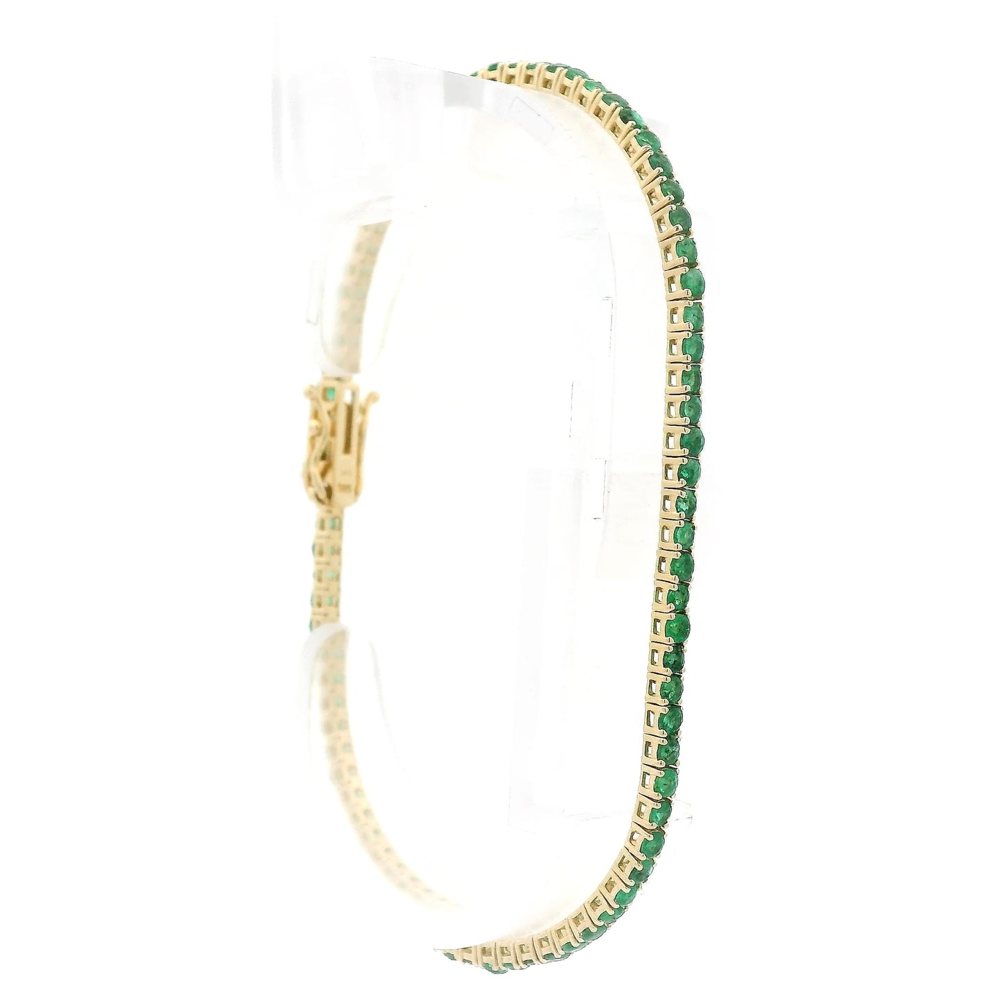 Emerald Tennis Bracelet set in Yellow Gold at Forever Rox Fine Jewelry 