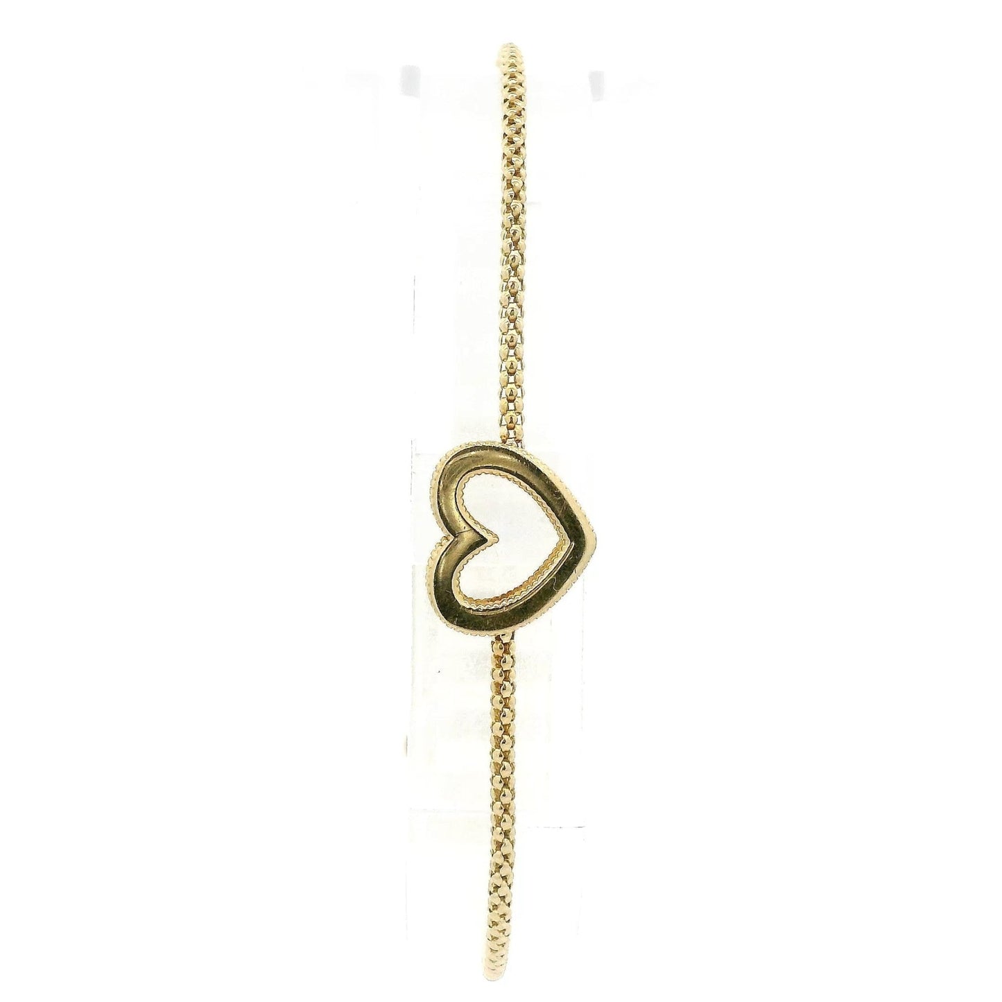 Adjustable Pull Chain 14k Yellow Gold Heart Chain Bracelet - Forever Rox