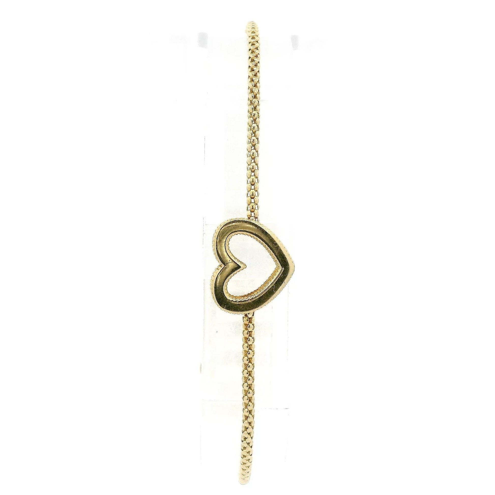 Adjustable Pull Chain 14k Yellow Gold Heart Chain Bracelet - Forever Rox