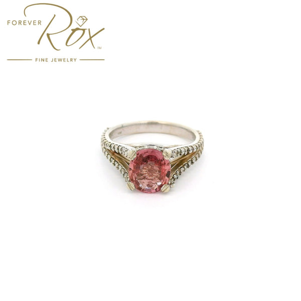 AGL Certified Padpardscha Sapphire & Diamond Ring - Forever Rox Fine Jewelry