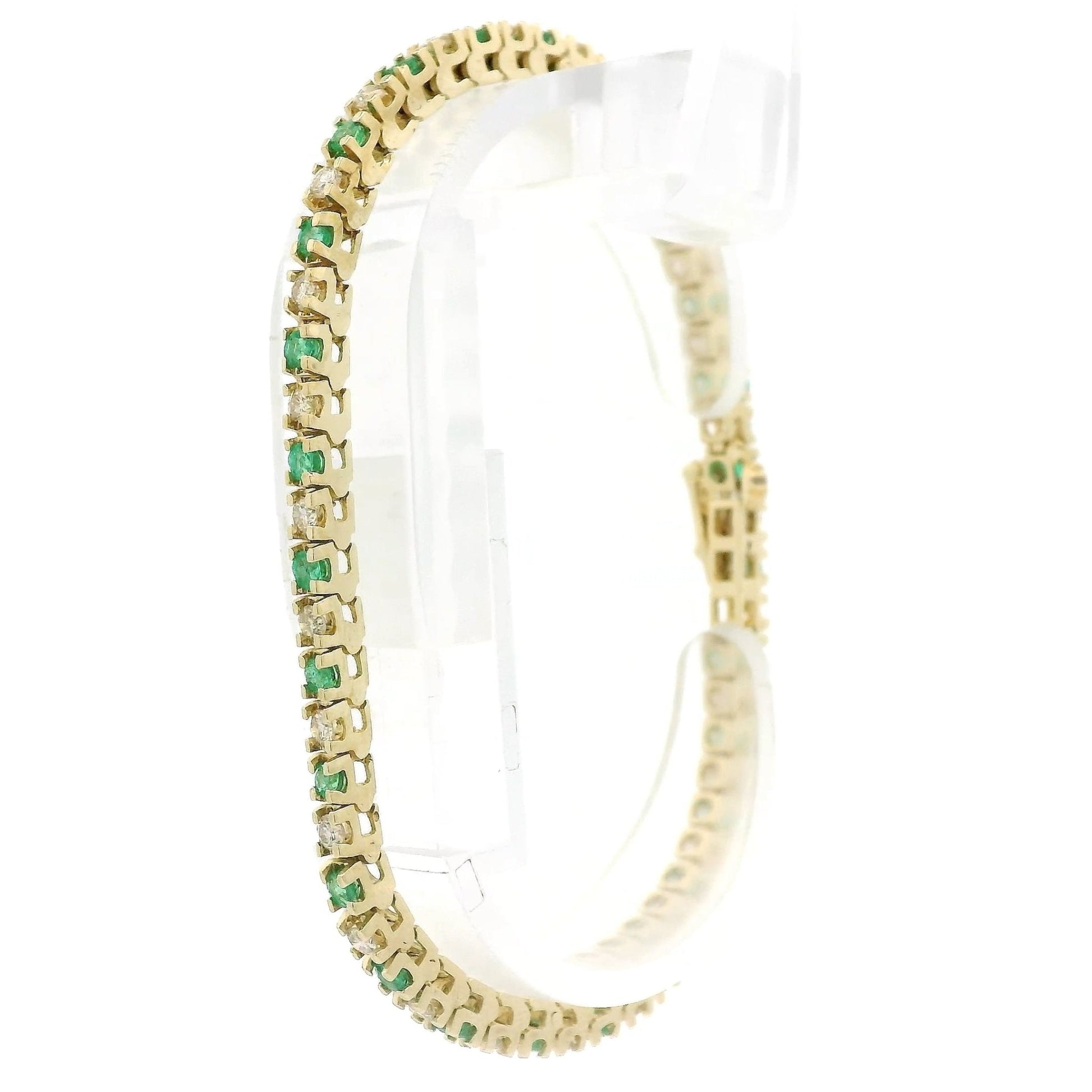 Alternating Round Cut Emerald & Diamond Tenis Bracelet - Forever Rox Fine Jewelry