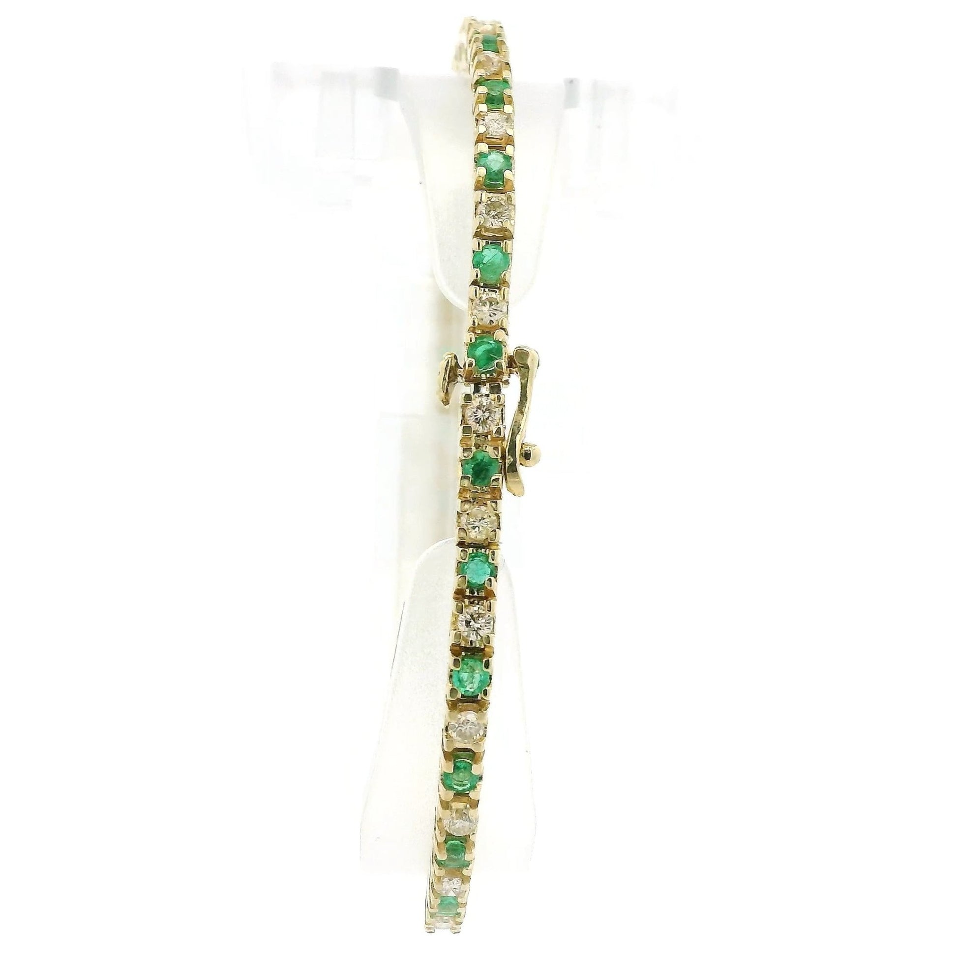 Alternating Round Cut Emerald & Diamond Tenis Bracelet - Forever Rox Fine Jewelry
