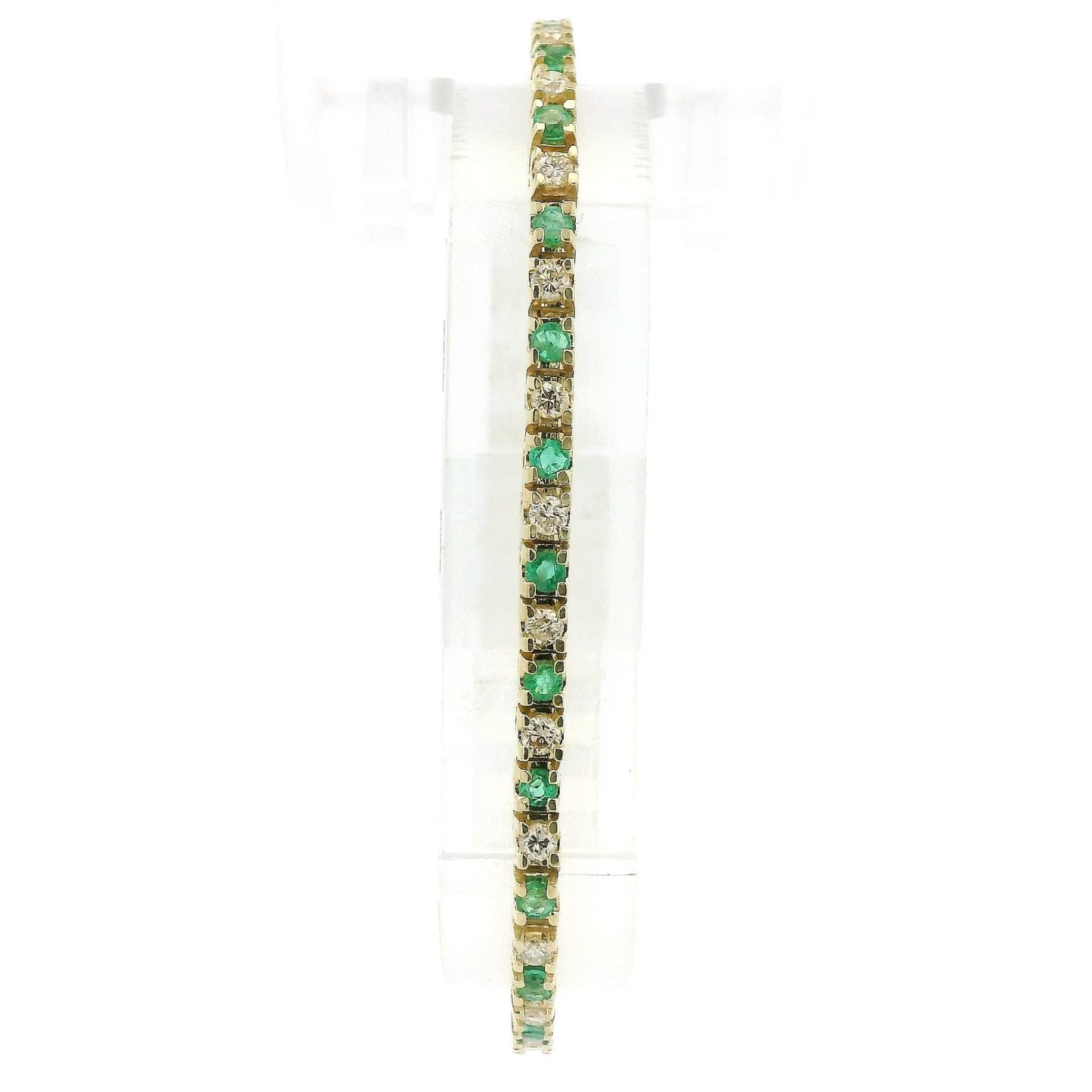 Alternating Round Cut Emerald & Diamond Tenis Bracelet - Forever Rox Fine Jewelry