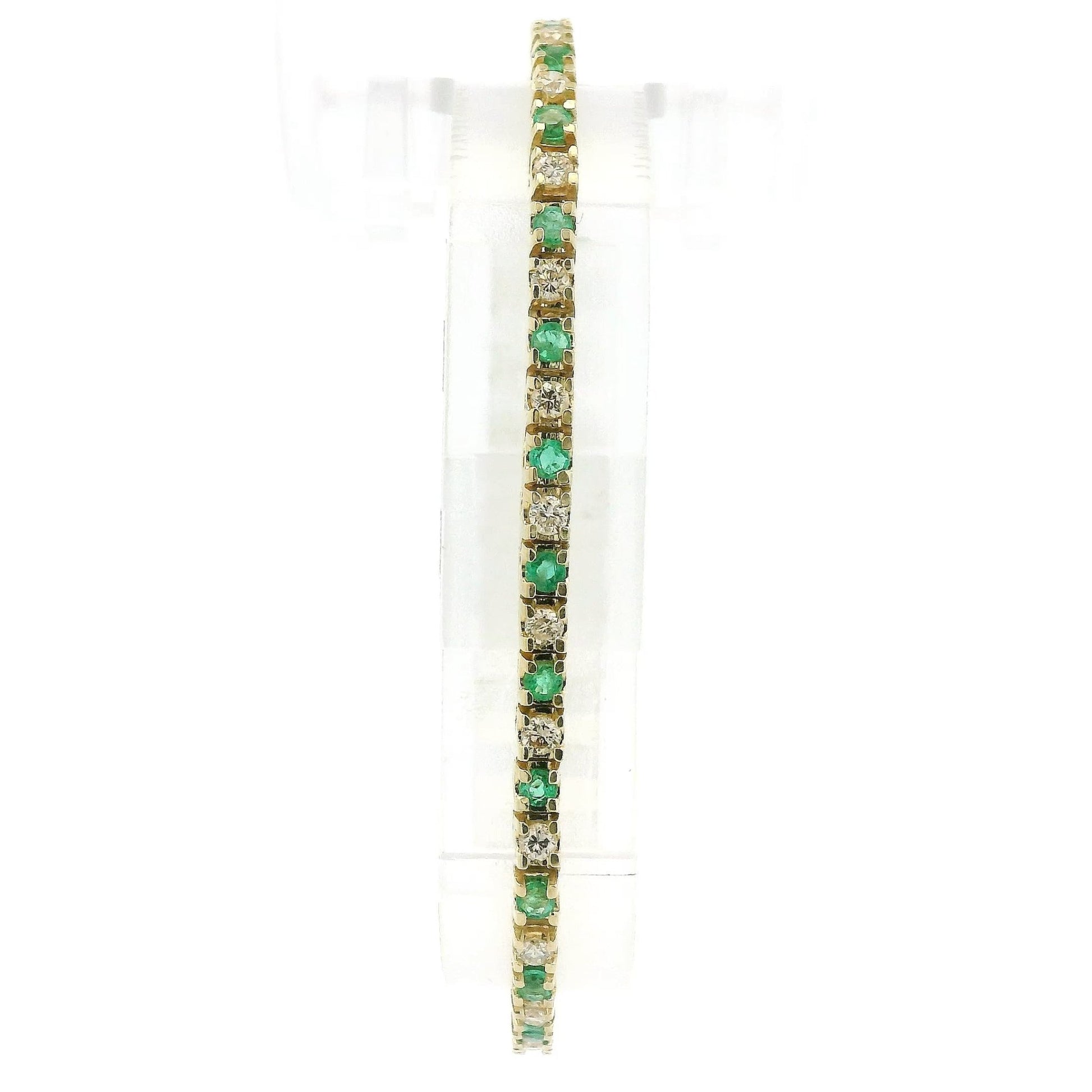 Alternating Round Cut Emerald & Diamond Tenis Bracelet - Forever Rox Fine Jewelry
