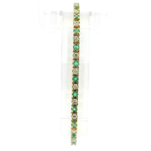 Alternating Round Cut Emerald & Diamond Tenis Bracelet - Forever Rox Fine Jewelry