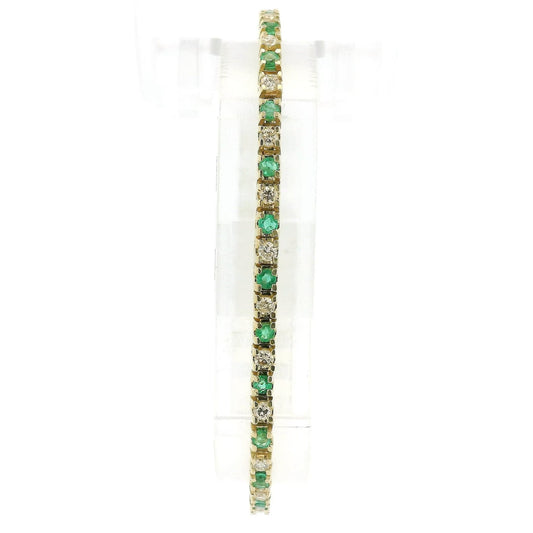 Alternating Round Cut Emerald & Diamond Tenis Bracelet - Forever Rox Fine Jewelry