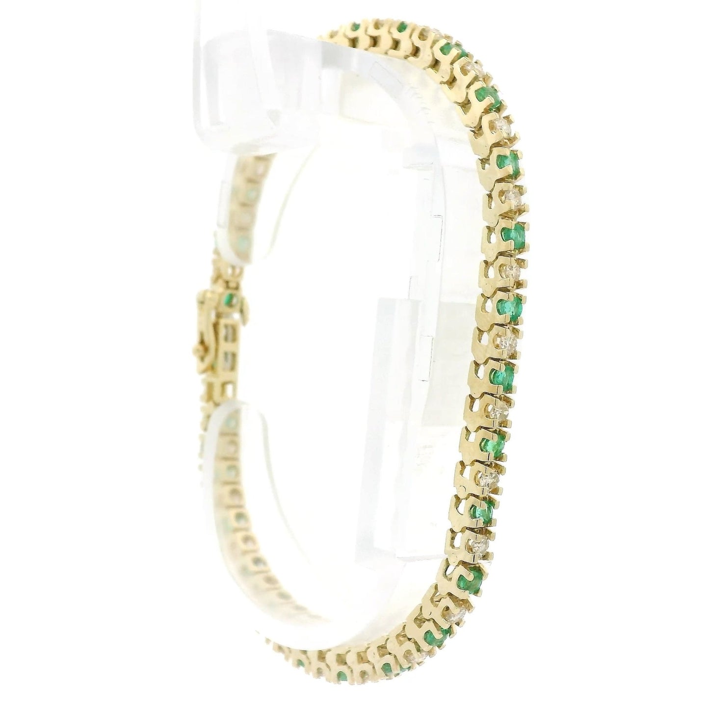 Alternating Round Cut Emerald & Diamond Tenis Bracelet - Forever Rox Fine Jewelry