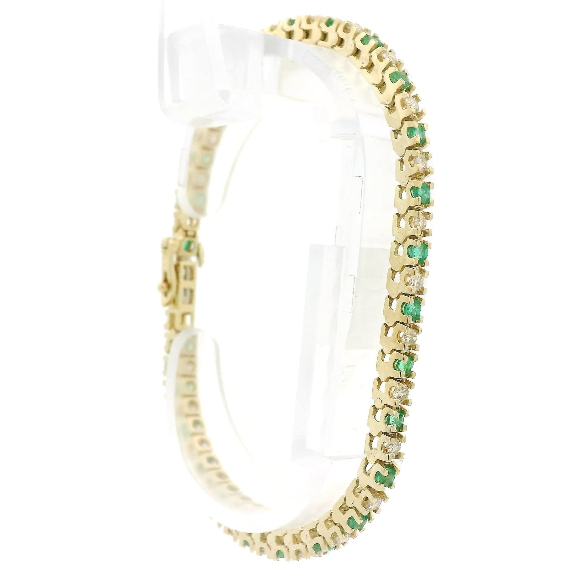 Alternating Round Cut Emerald & Diamond Tenis Bracelet - Forever Rox Fine Jewelry