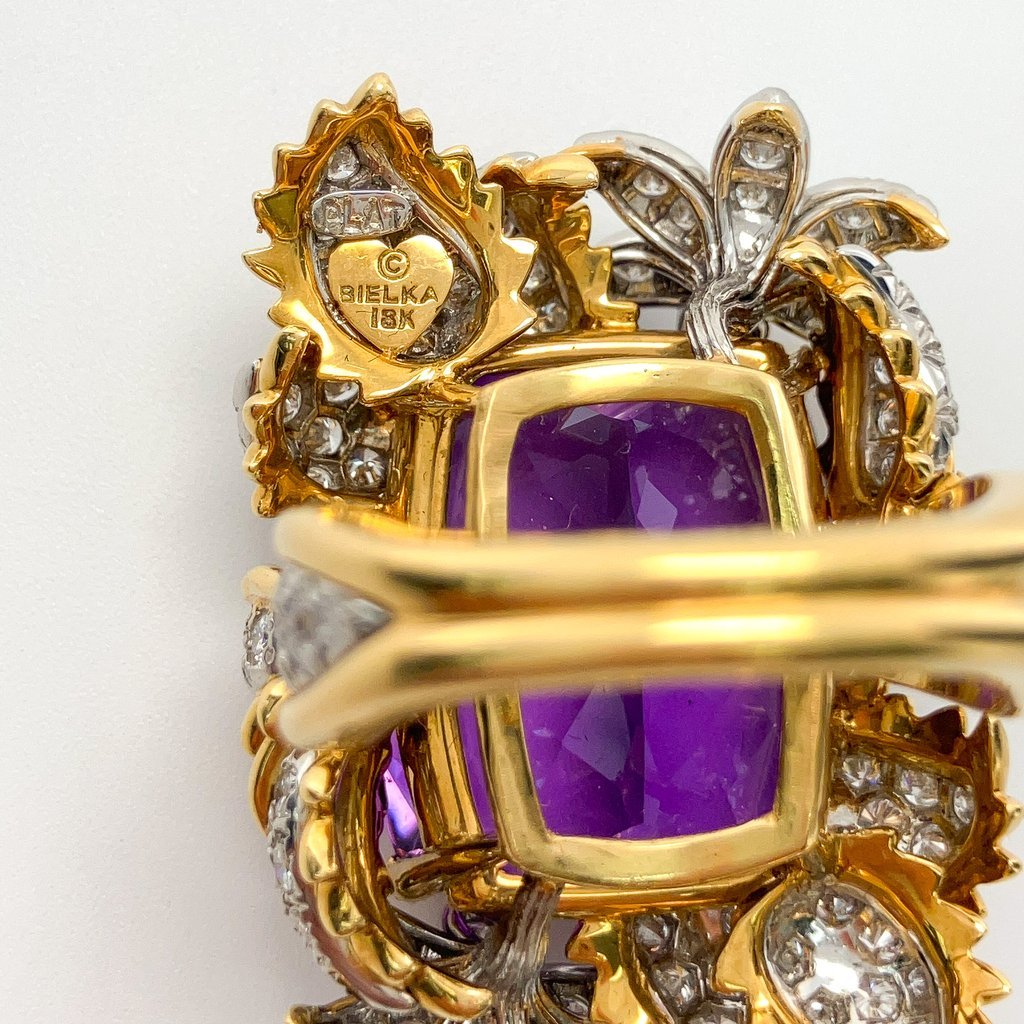 Amethyst & Diamond Floral Cocktail Ring by Bielka, 18k & Platinum - Forever Rox Fine Jewelry