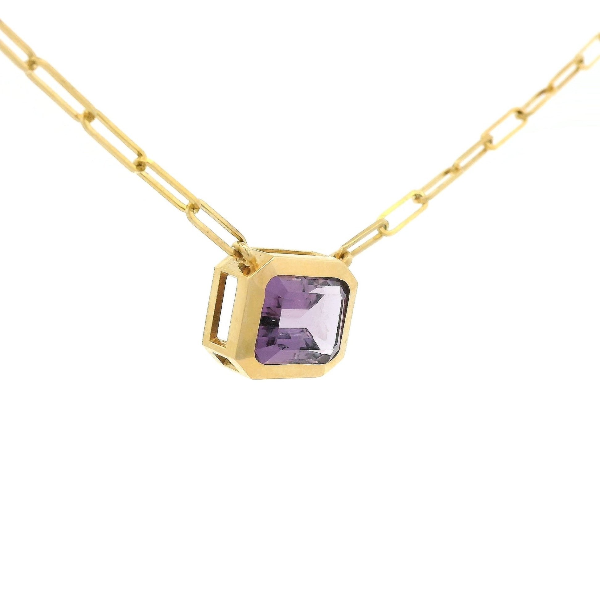 Amethyst Pendant With Paperclip Chain - Forever Rox Fine Jewelry