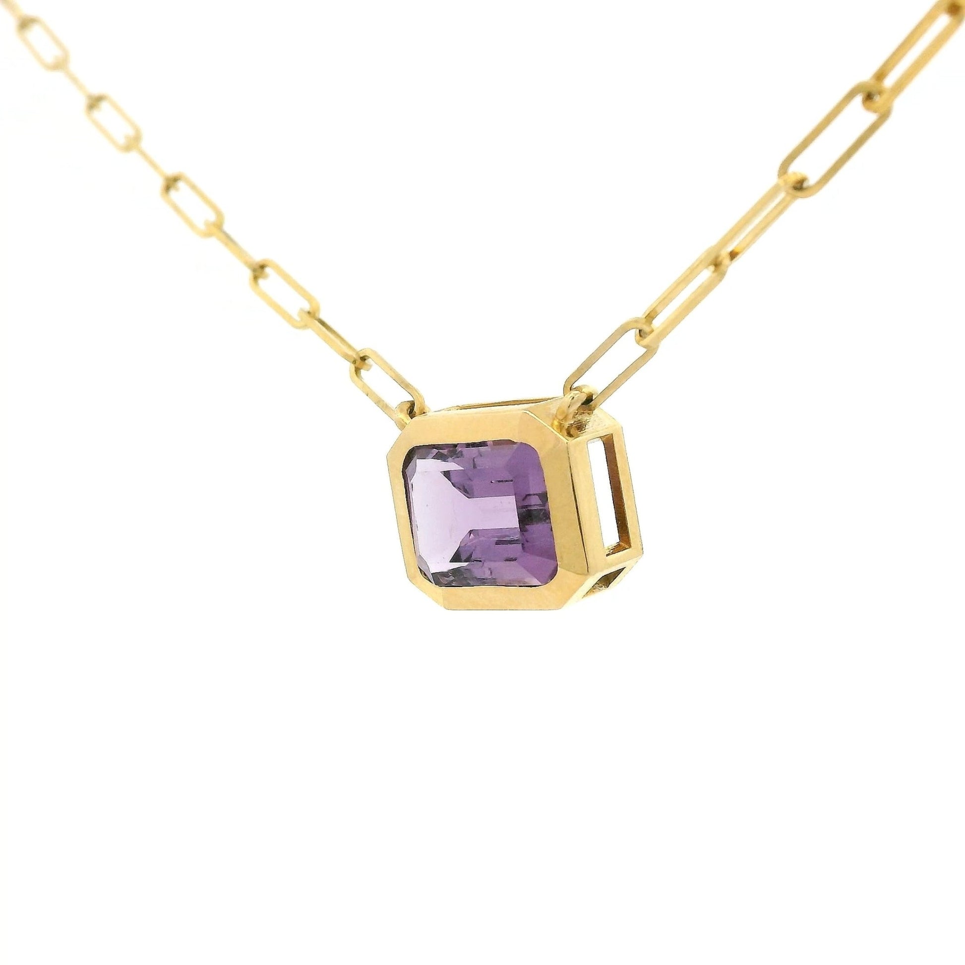 Amethyst Pendant With Paperclip Chain - Forever Rox Fine Jewelry