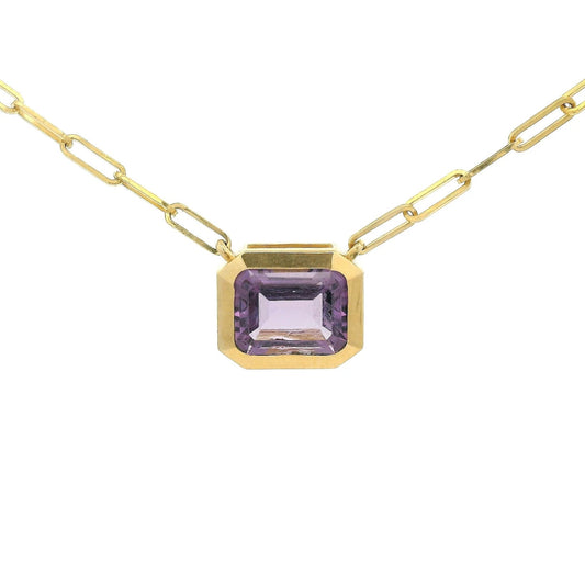 Amethyst Pendant With Paperclip Chain - Forever Rox Fine Jewelry