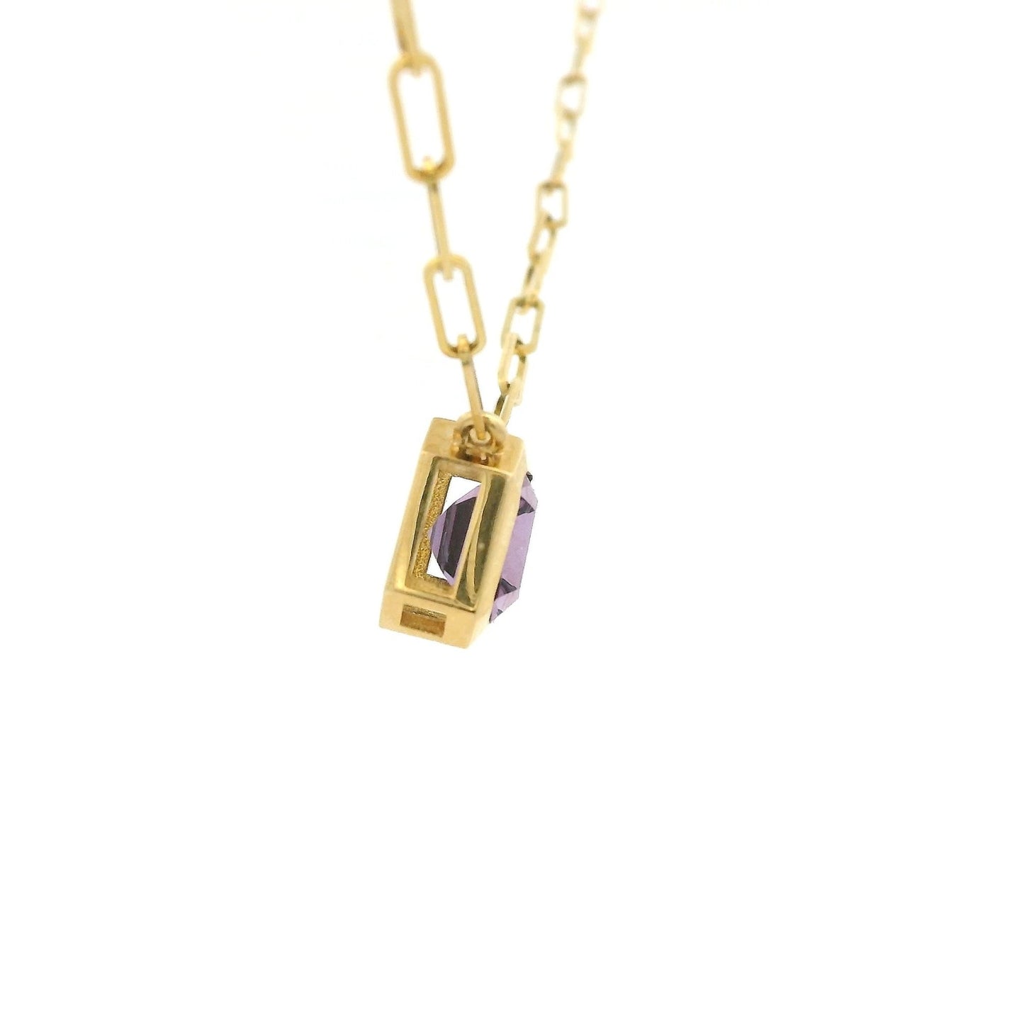Amethyst Pendant With Paperclip Chain - Forever Rox Fine Jewelry