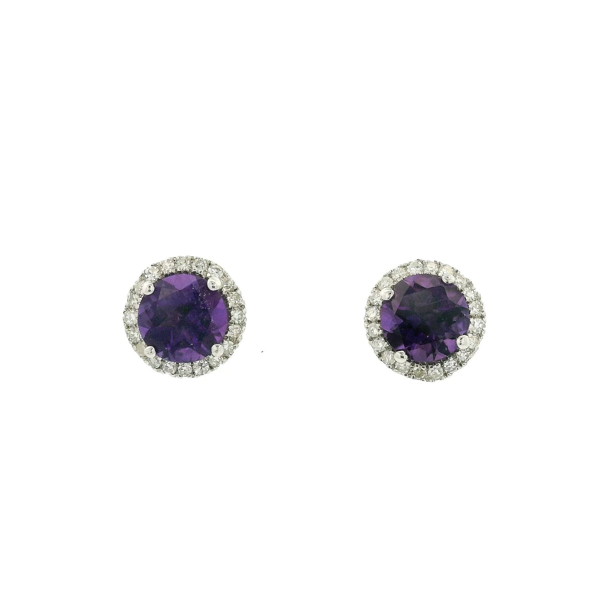 Amethyst Studs With Diamond Halo - Forever Rox Fine Jewelry