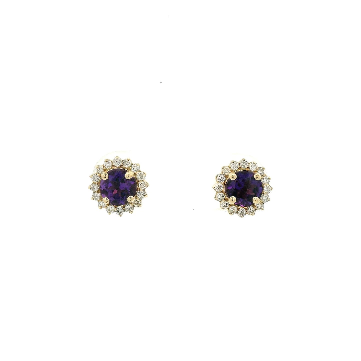 Amethyst Studs With Diamond Halo - Forever Rox Fine Jewelry