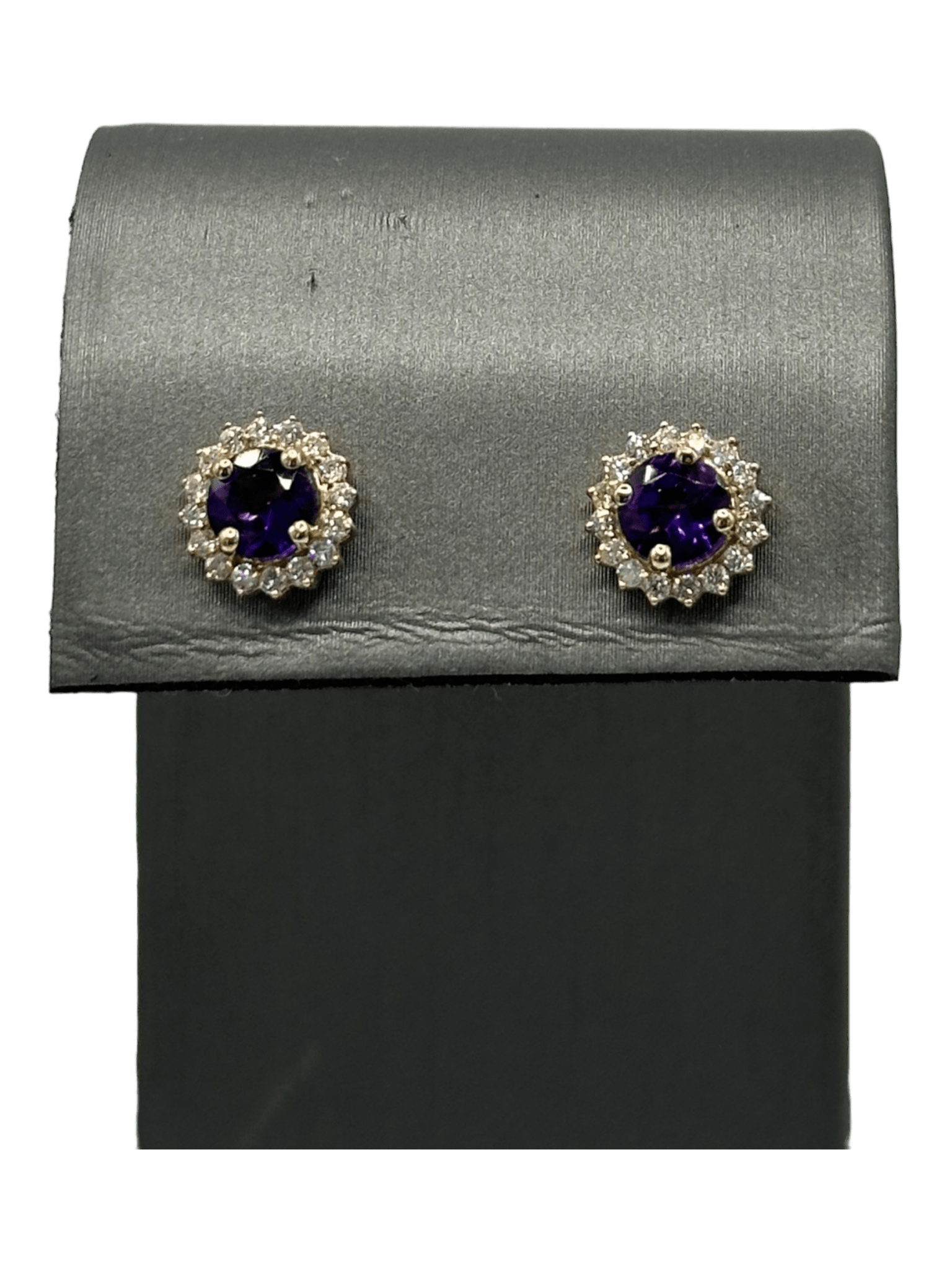 Amethyst Studs With Diamond Halo - Forever Rox