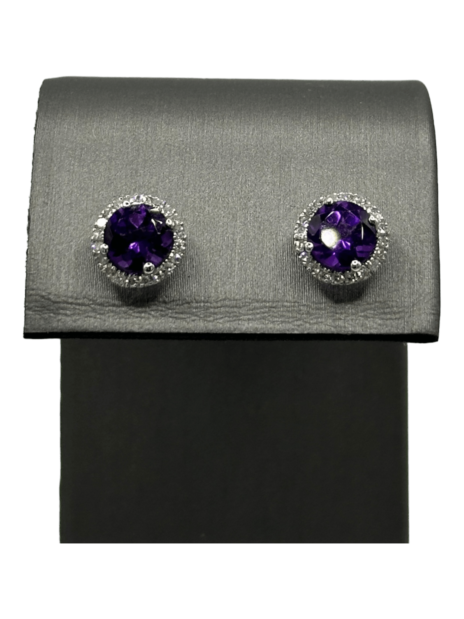 Amethyst Studs With Diamond Halo - Forever Rox