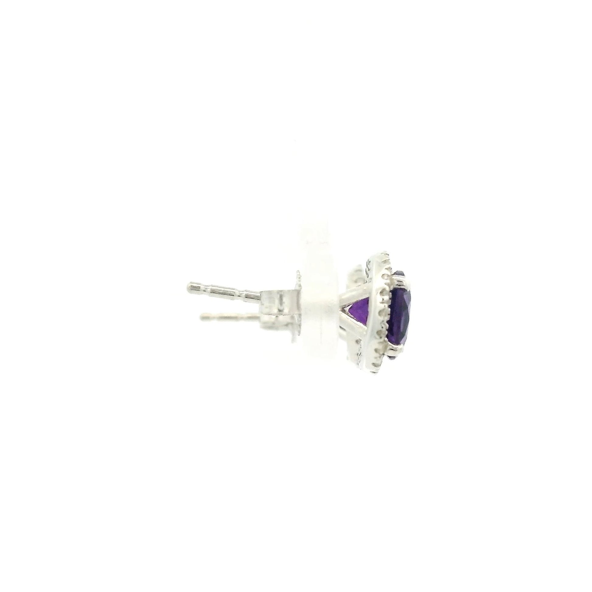 Amethyst Studs With Diamond Halo - Forever Rox Fine Jewelry