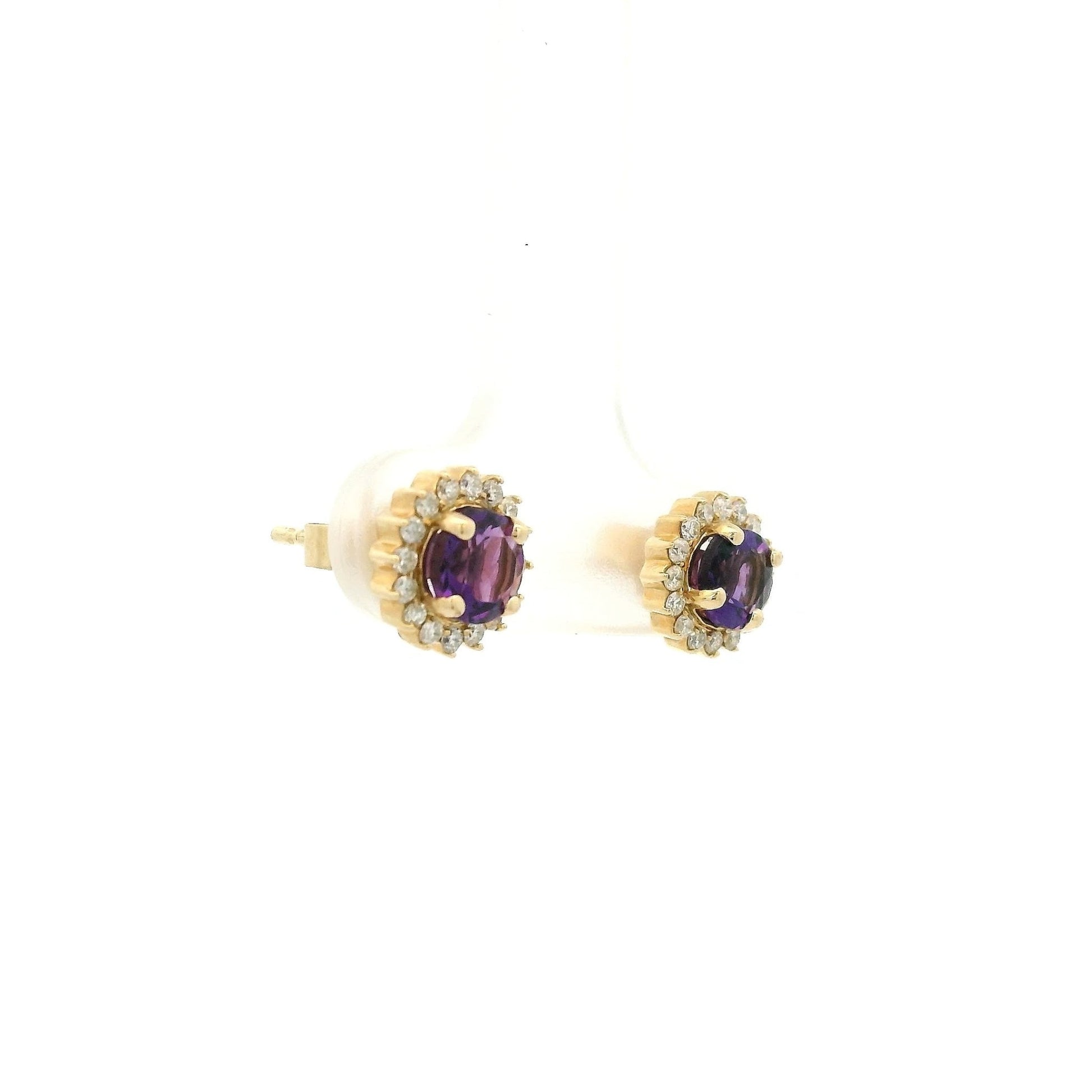 Amethyst Studs With Diamond Halo - Forever Rox Fine Jewelry