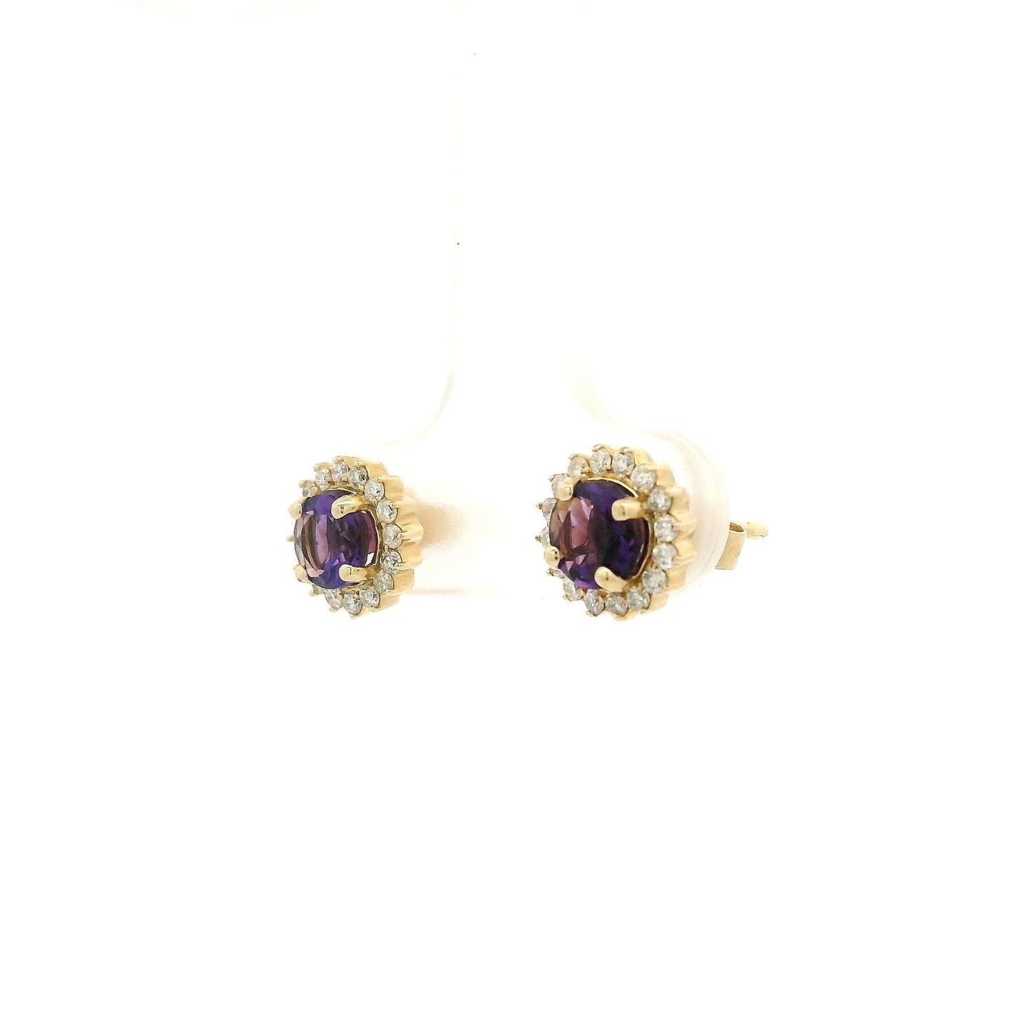 Amethyst Studs With Diamond Halo - Forever Rox Fine Jewelry