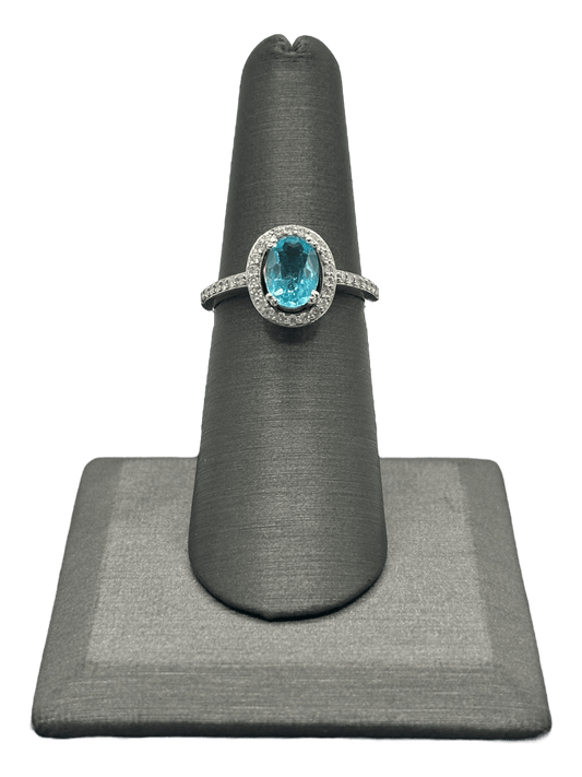 Apatite Ring With Diamond Halo - Forever Rox