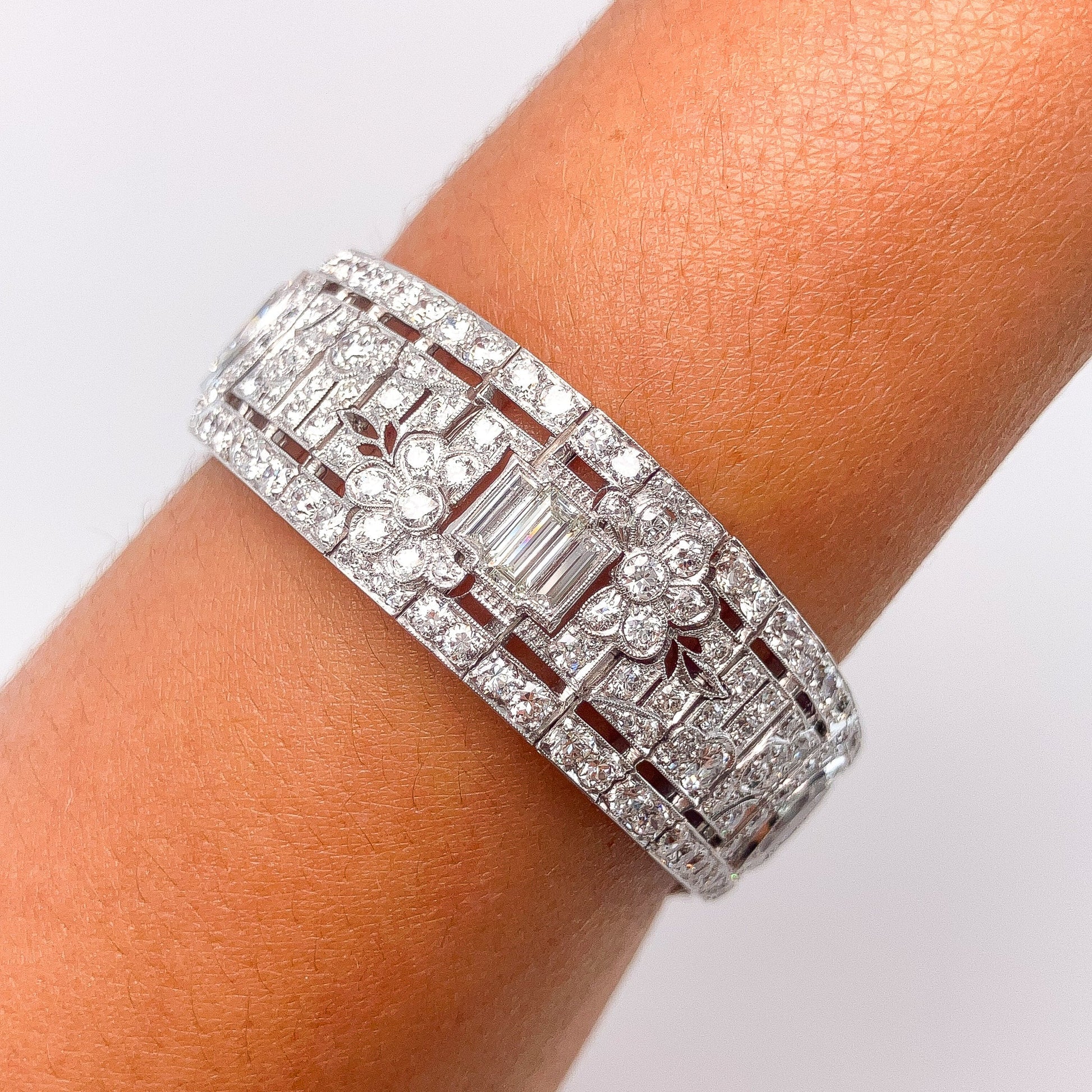 Art Deco Diamond Bracelet by Oscar Heyman, Platinum - Forever Rox