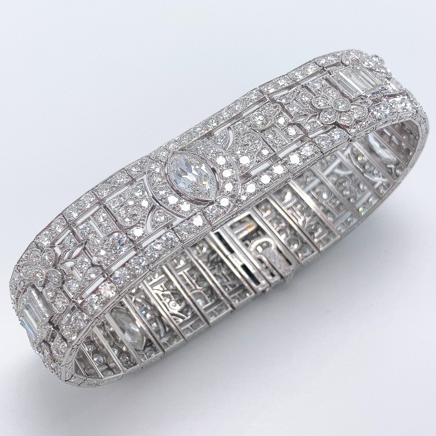 Art Deco Diamond Bracelet by Oscar Heyman, Platinum - Forever Rox