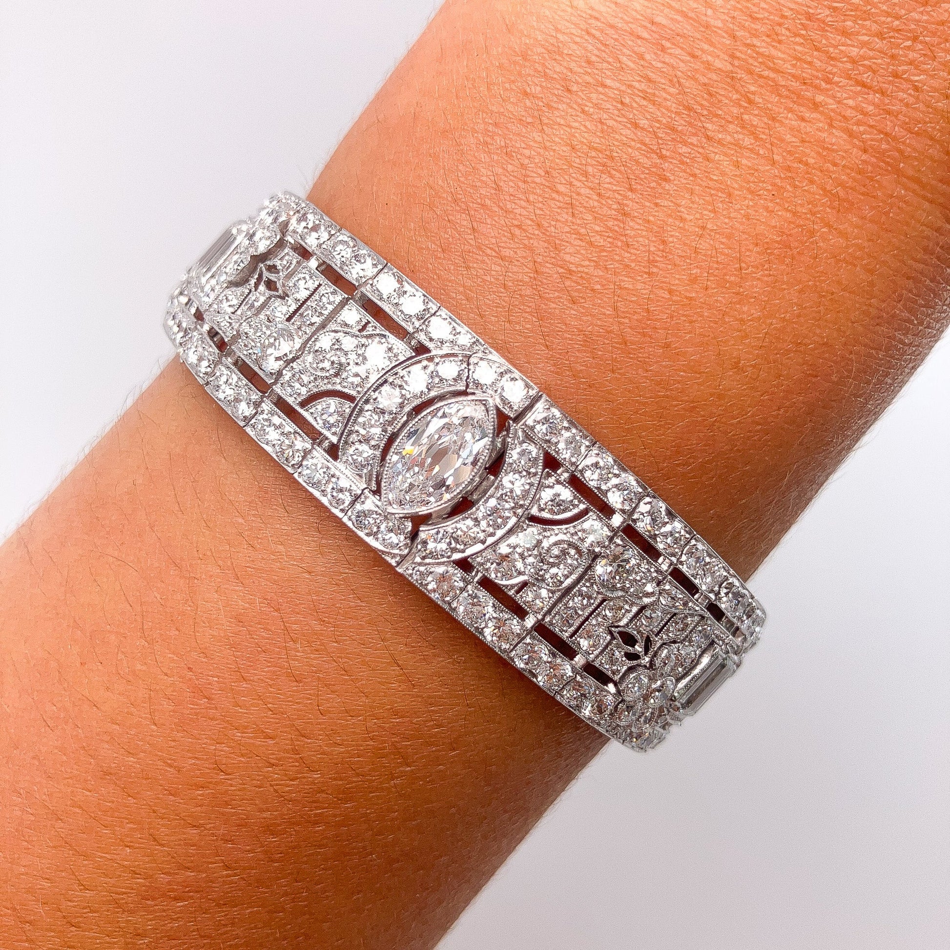 Art Deco Diamond Bracelet by Oscar Heyman, Platinum - Forever Rox