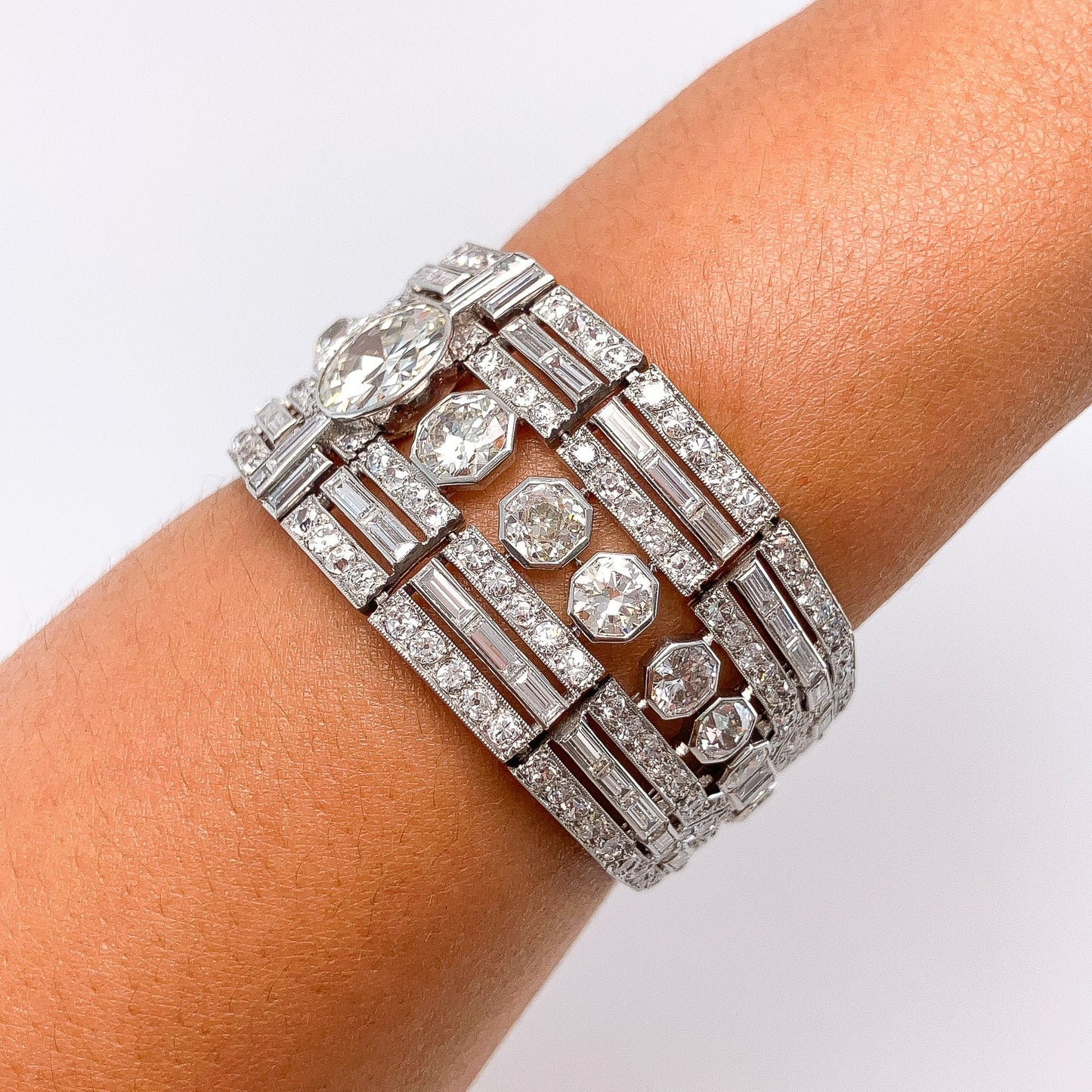 Art Deco Diamond Bracelet, Platinum - Forever Rox