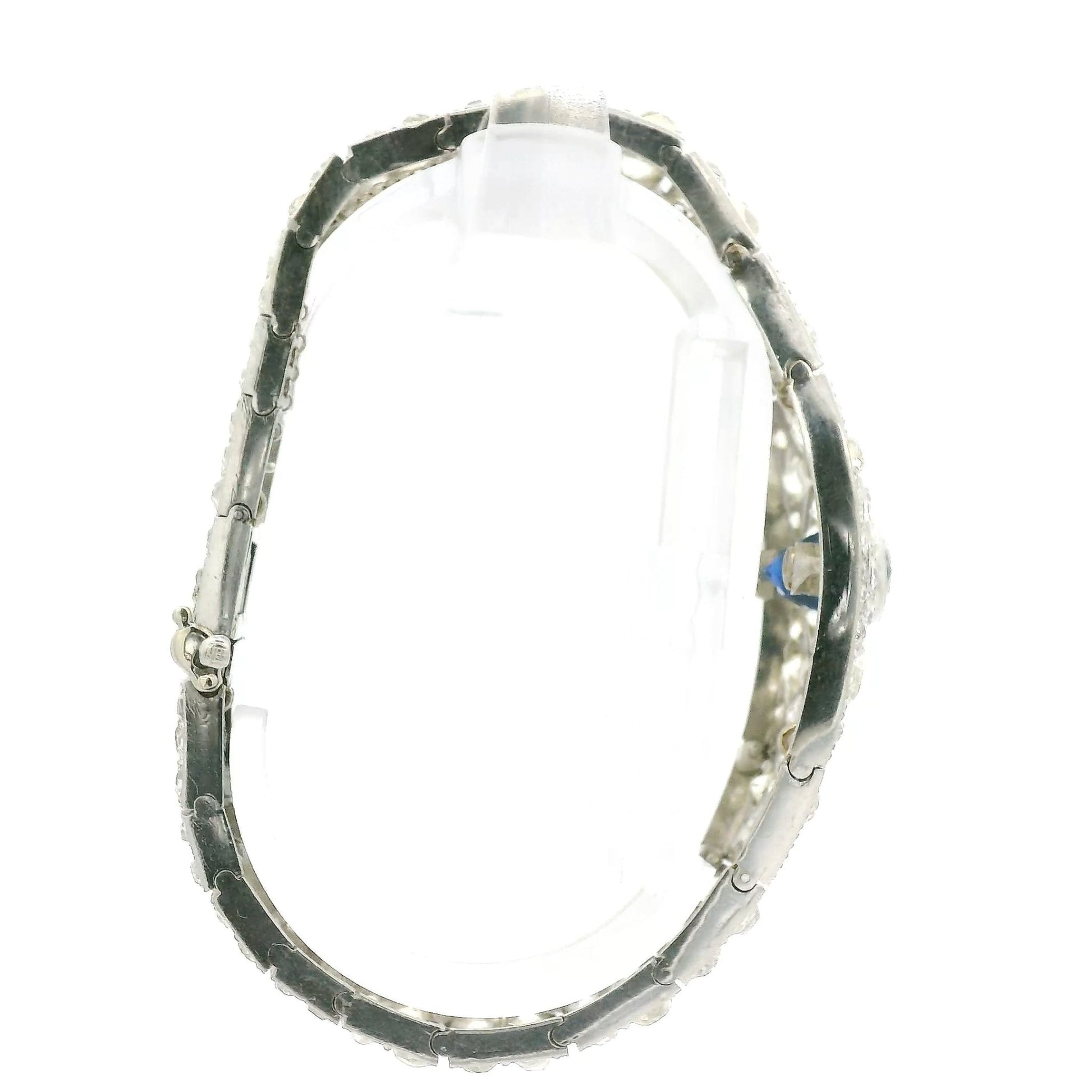 Art Deco GIA Certified No Heat, Sri Lanka Sapphire & Mine Cut Diamond Bracelet - Forever Rox