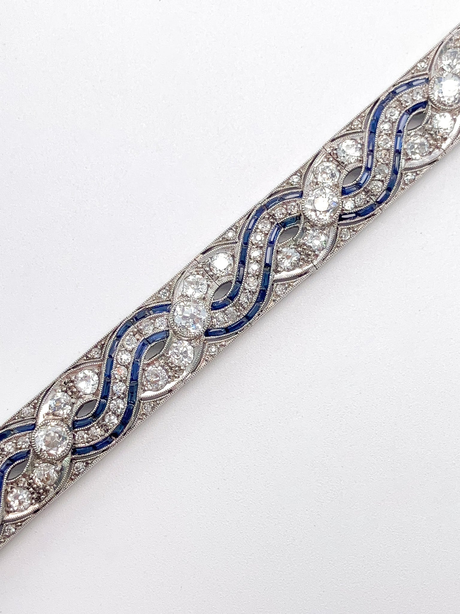 Art Deco Sapphire Calibre & Diamond Bracelet, Platinum º - Forever Rox