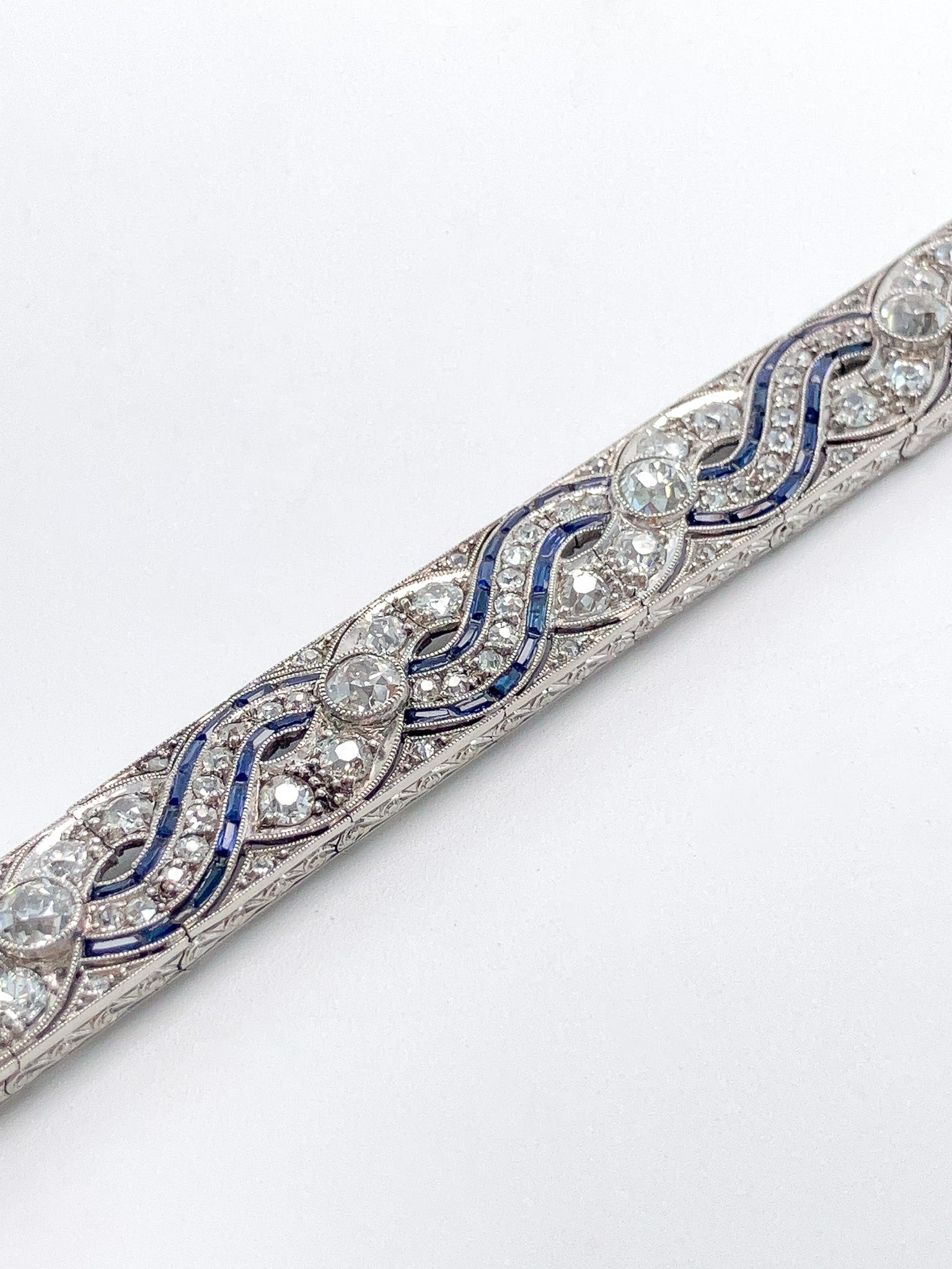 Art Deco Sapphire Calibre & Diamond Bracelet, Platinum º - Forever Rox