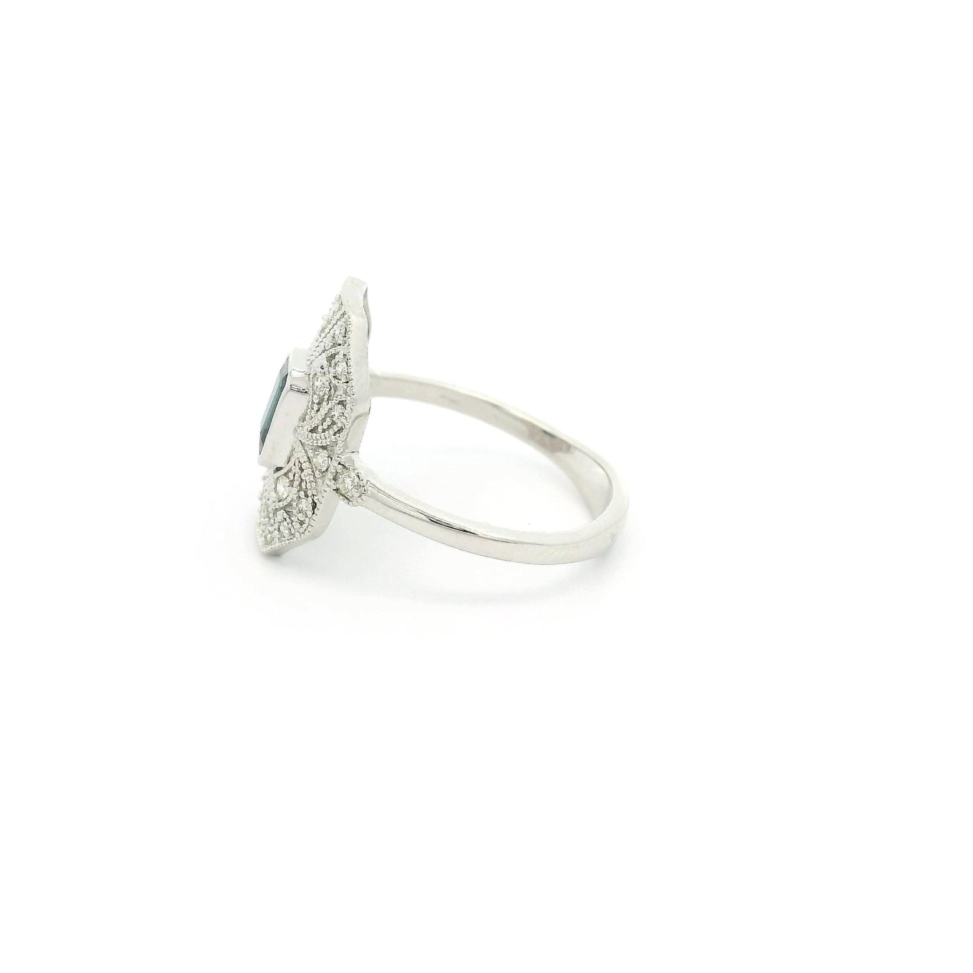 Art Deco Style Emerald Cut Sapphire & Diamond Ring - Forever Rox Fine Jewelry