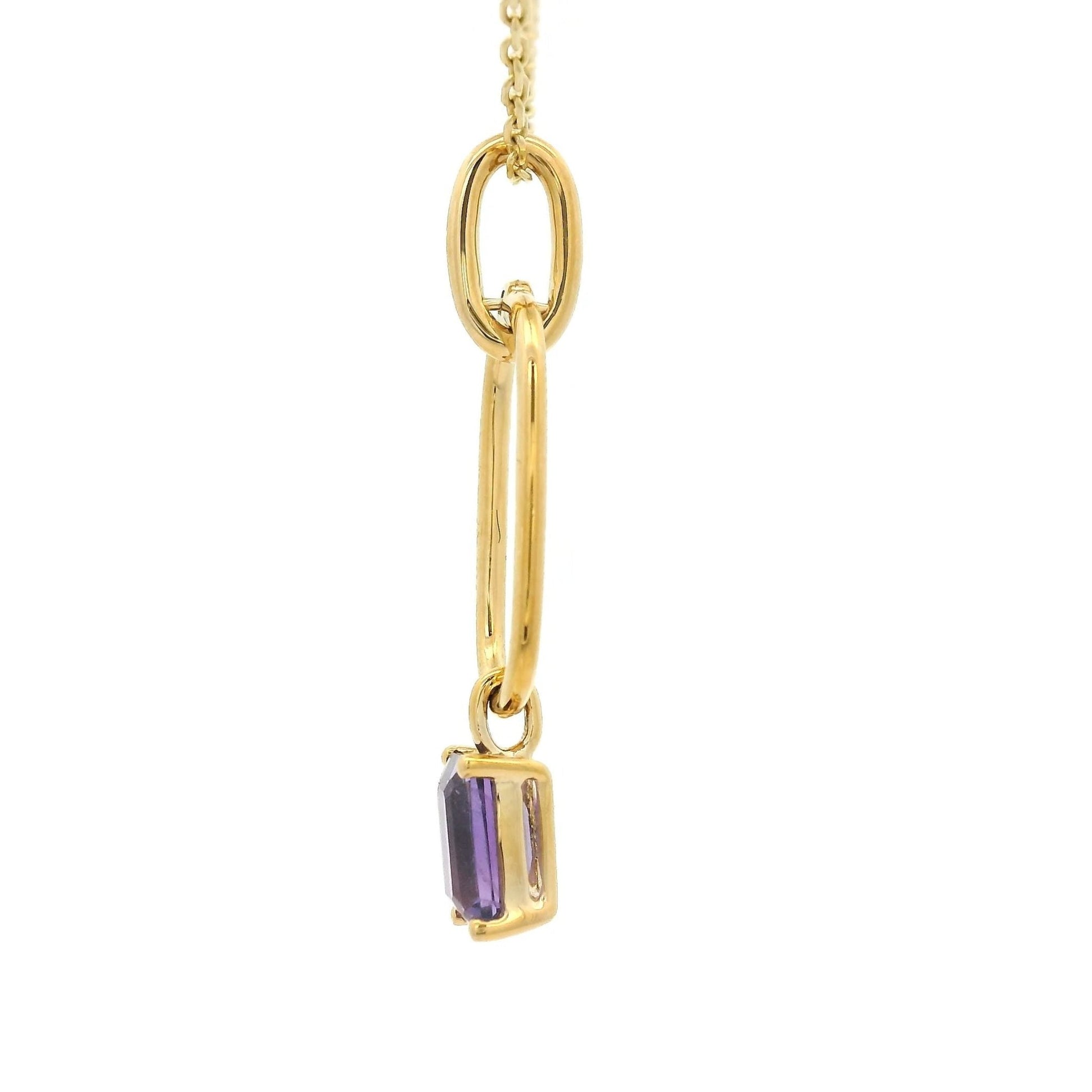 Baguette Cut Amethyst Paperclip Pendant - Forever Rox