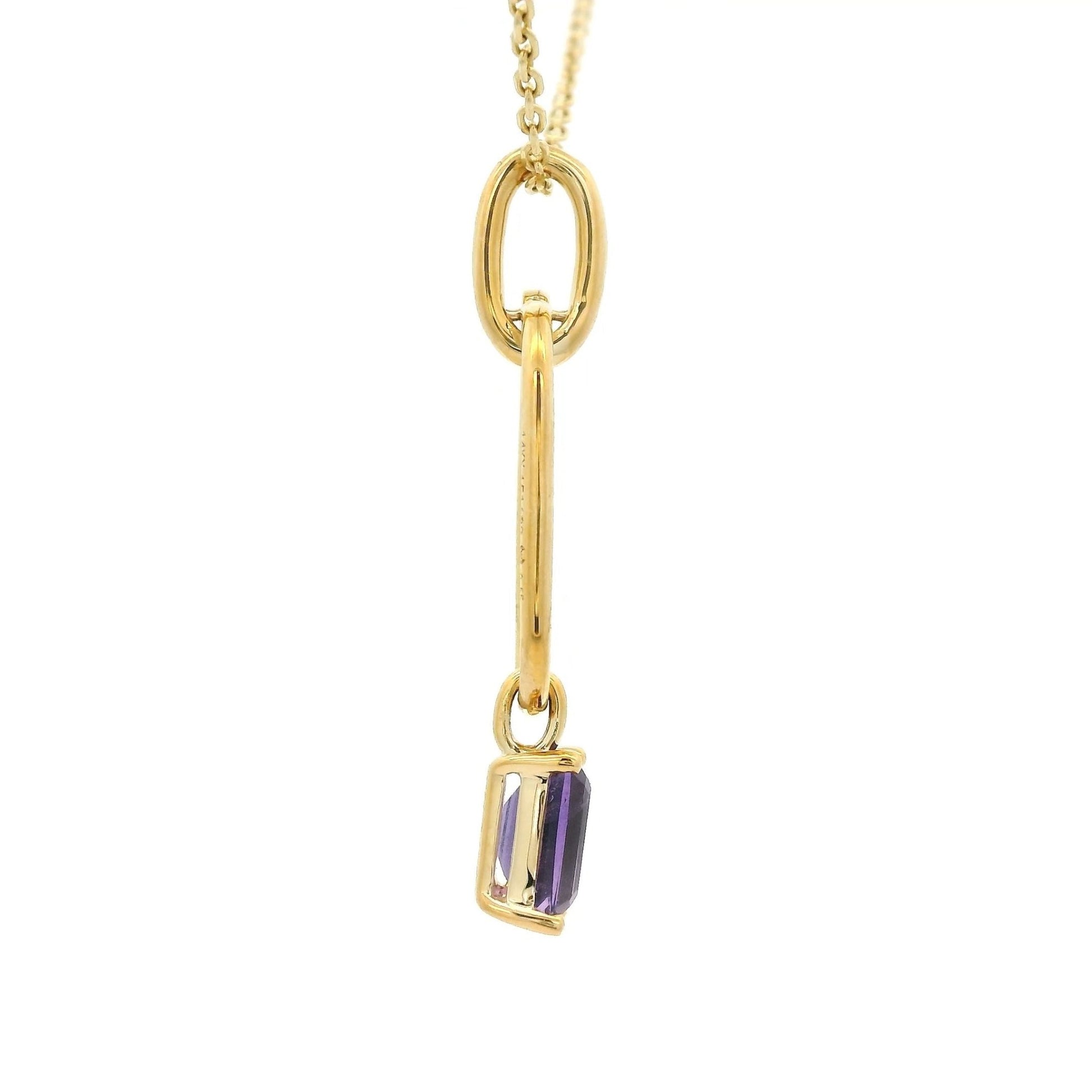 Baguette Cut Amethyst Paperclip Pendant - Forever Rox