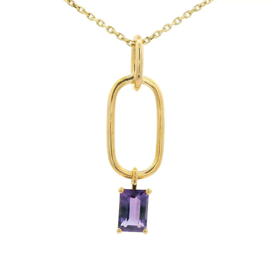 Baguette Cut Amethyst Paperclip Pendant - Forever Rox