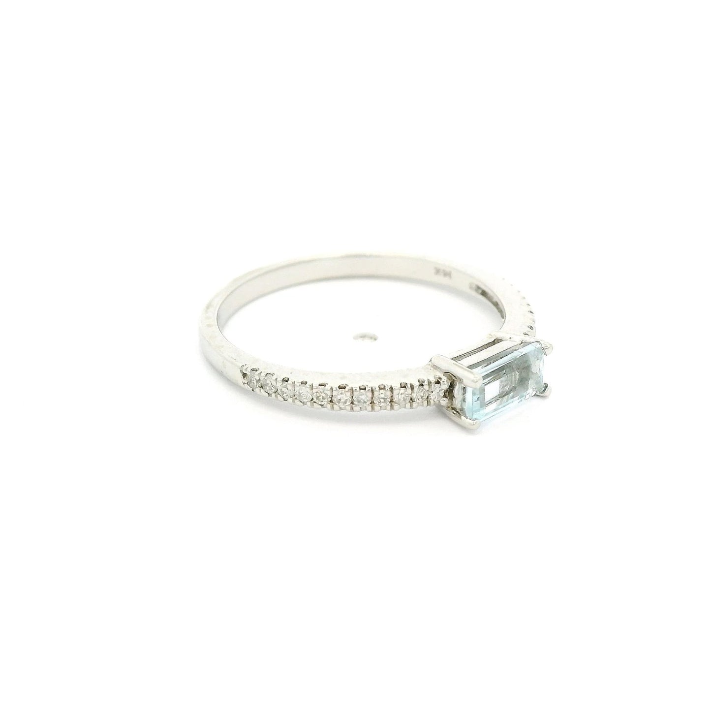 Baguette Cut Aquamarine & Diamond Ring - Forever Rox