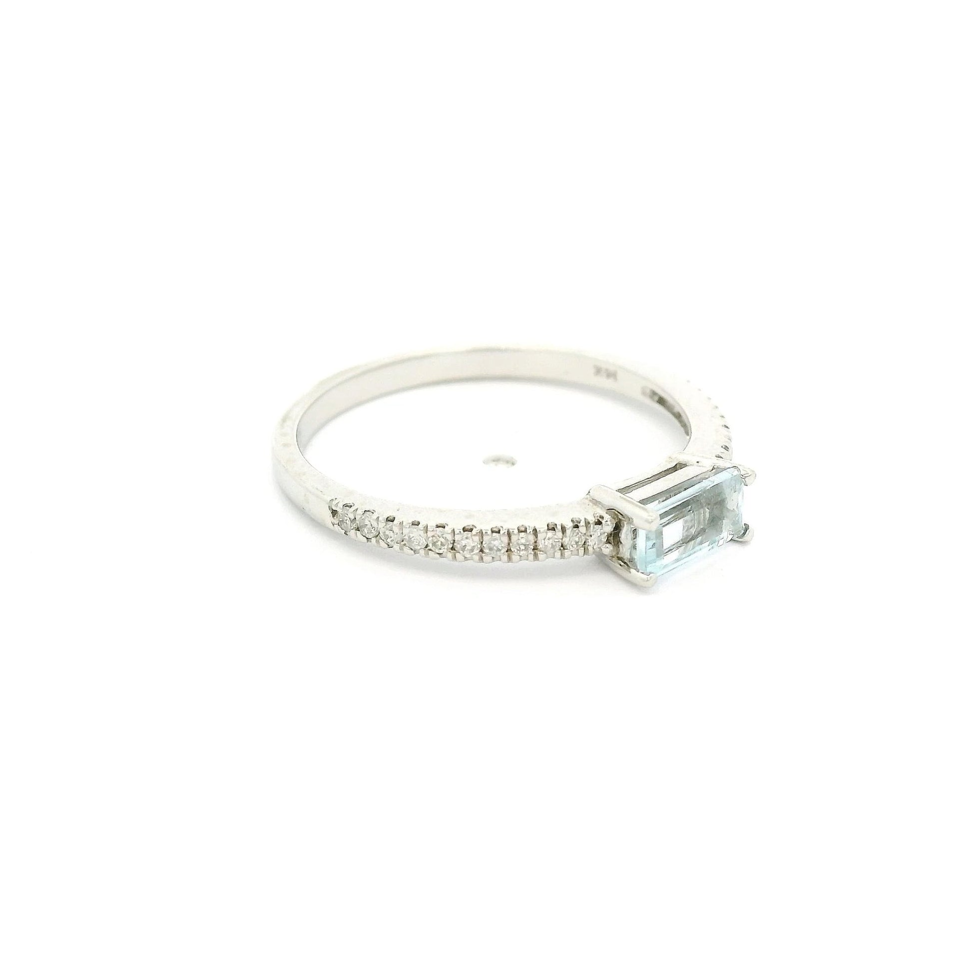 Baguette Cut Aquamarine & Diamond Ring - Forever Rox