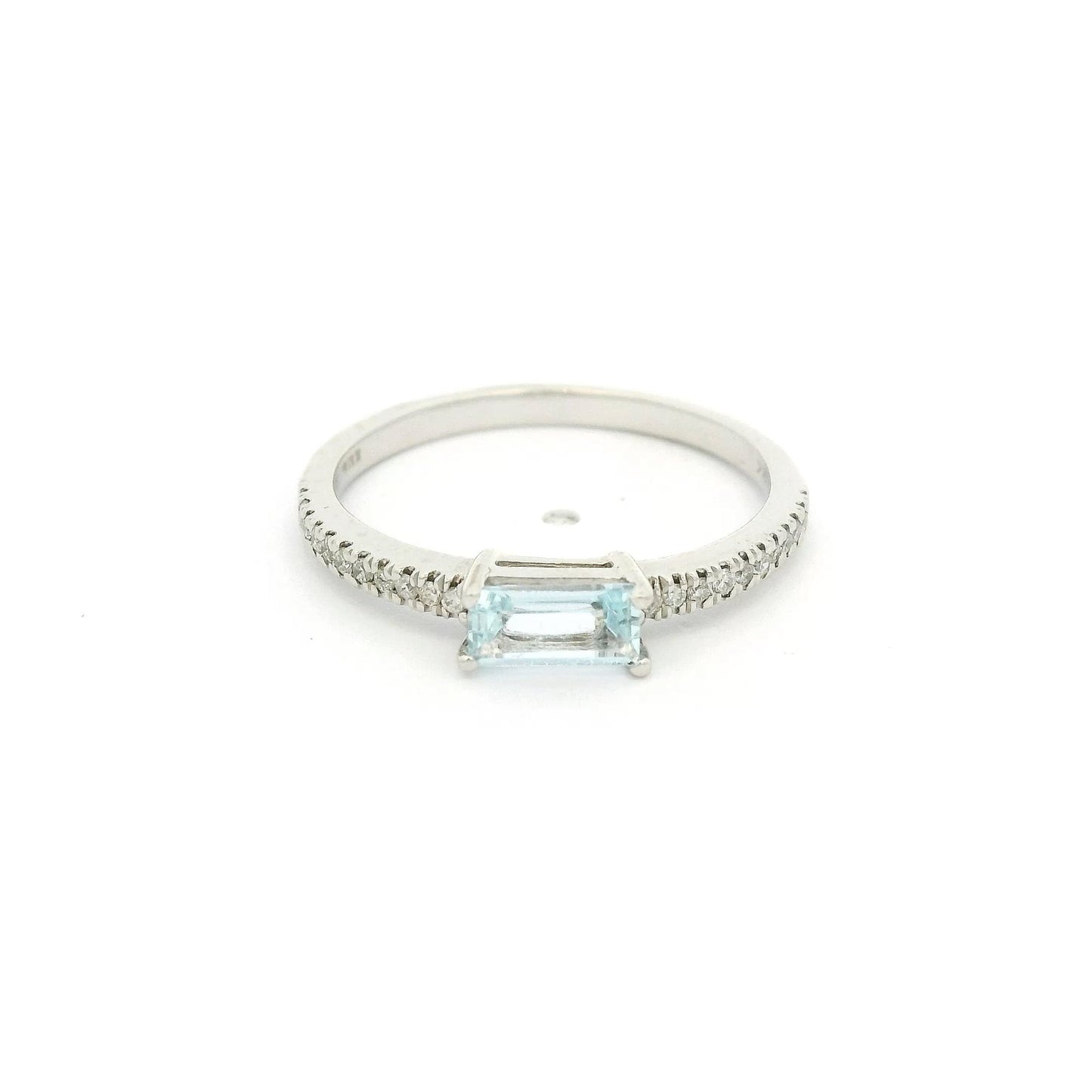 Baguette Cut Aquamarine & Diamond Ring - Forever Rox