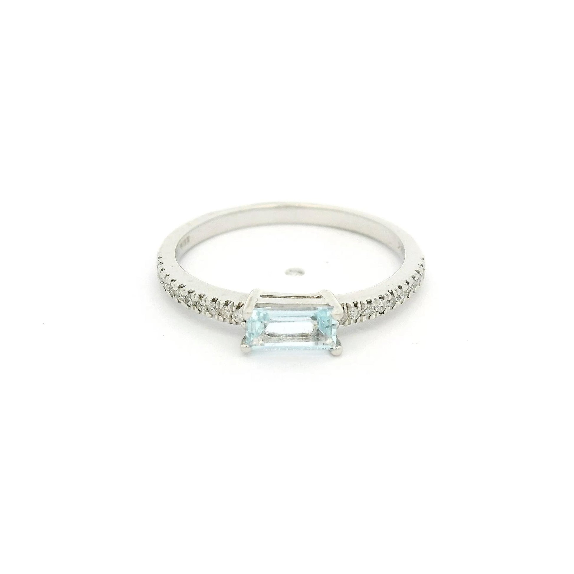 Baguette Cut Aquamarine & Diamond Ring - Forever Rox