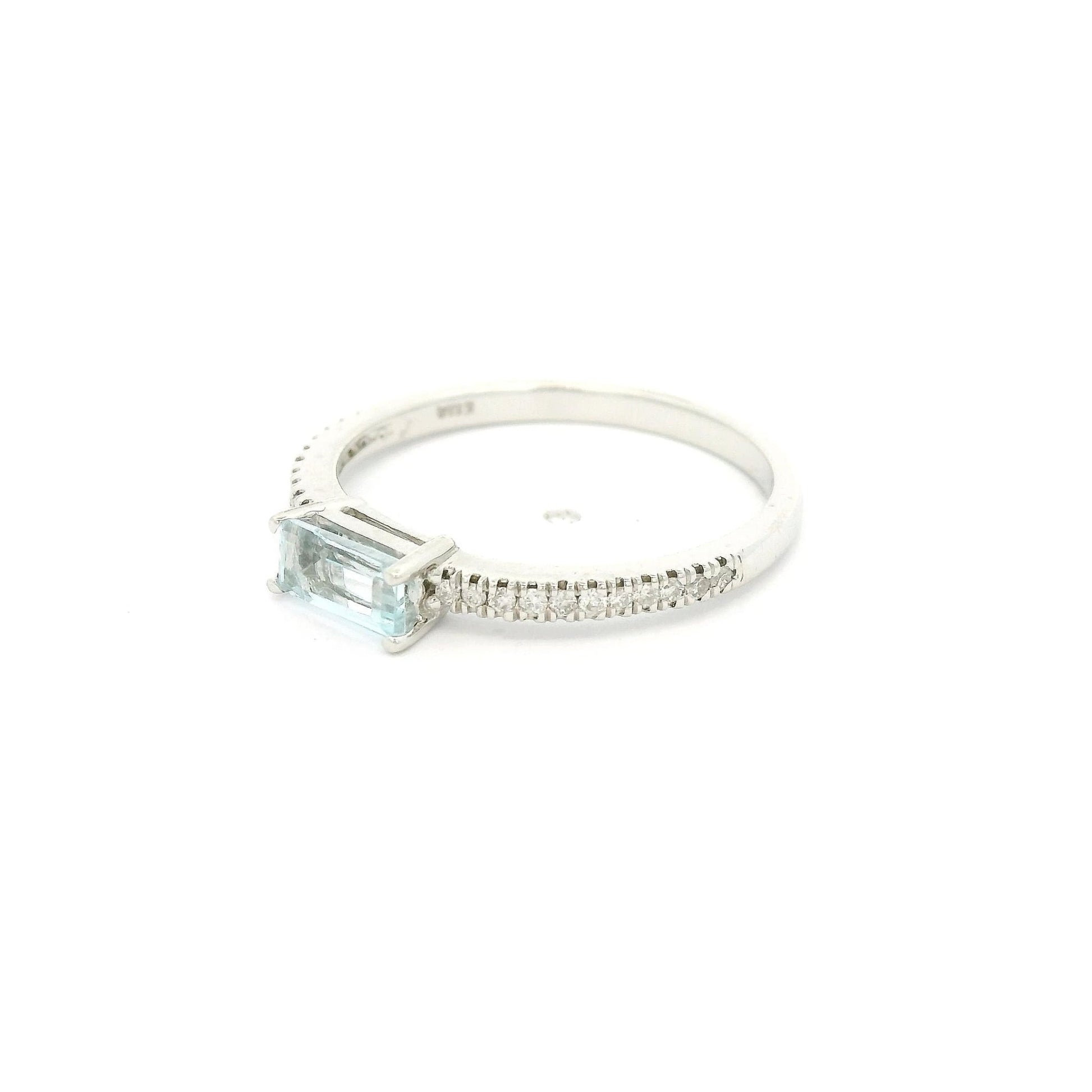 Baguette Cut Aquamarine & Diamond Ring - Forever Rox