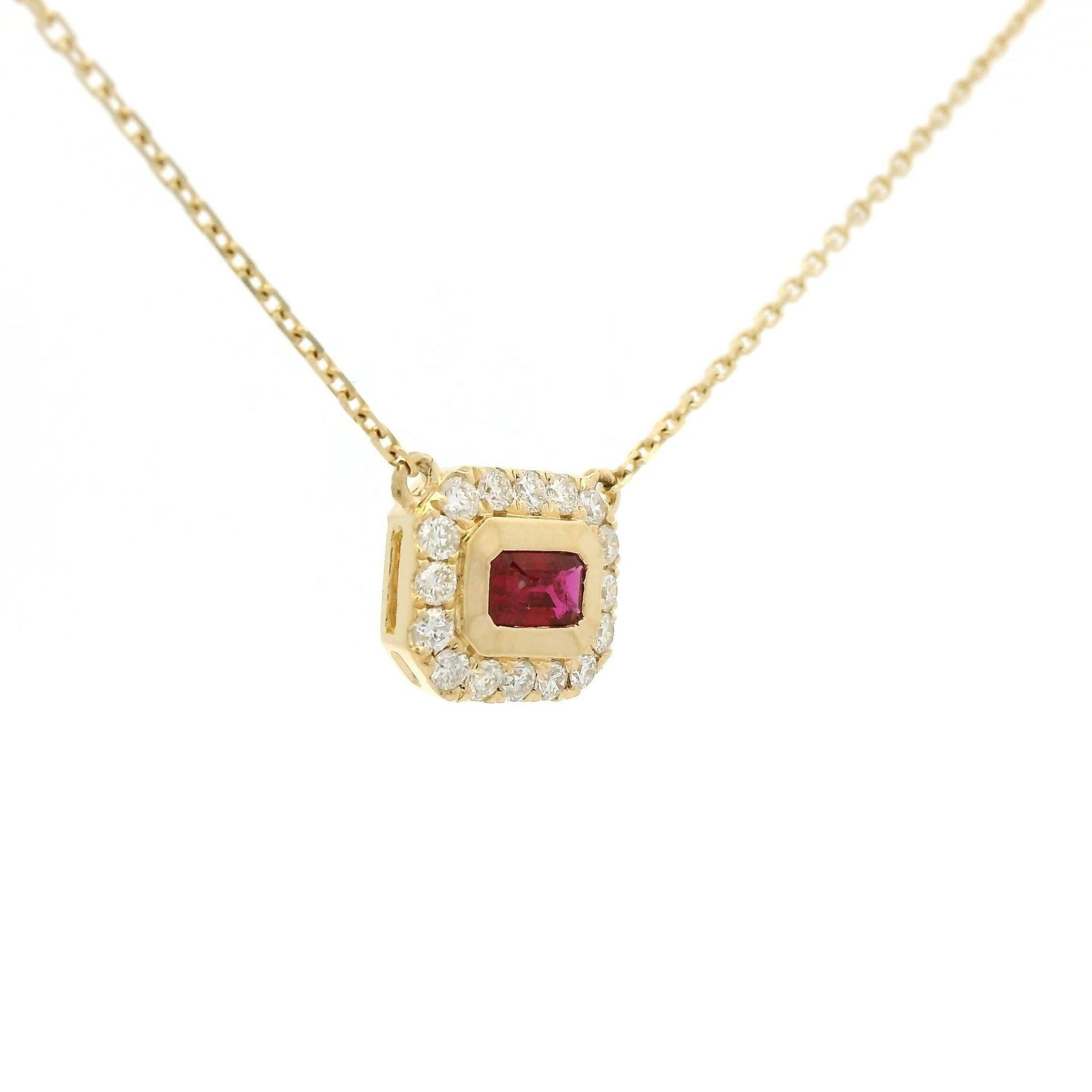 Baguette Cut Ruby & Diamond Pendant - Forever Rox