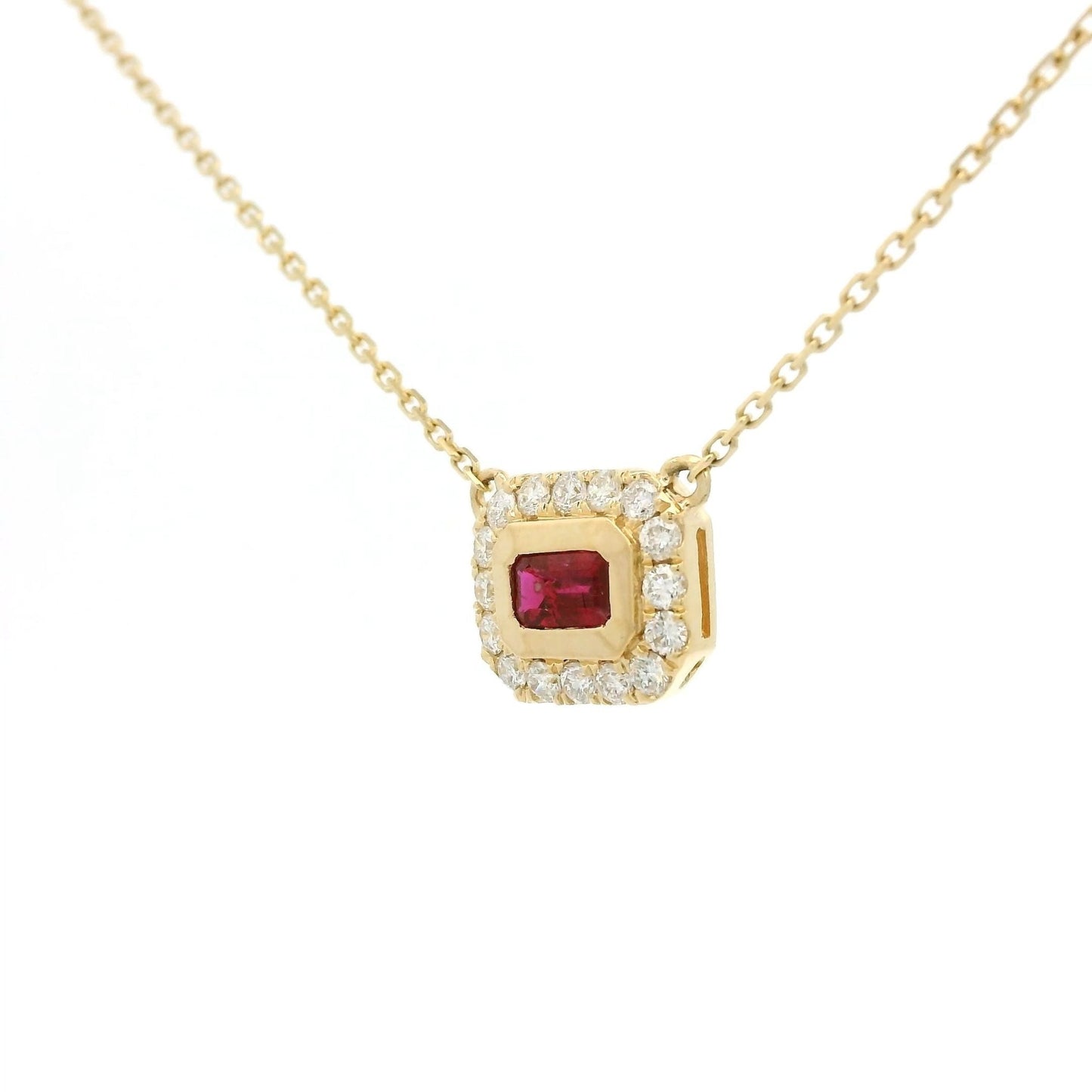 Baguette Cut Ruby & Diamond Pendant - Forever Rox