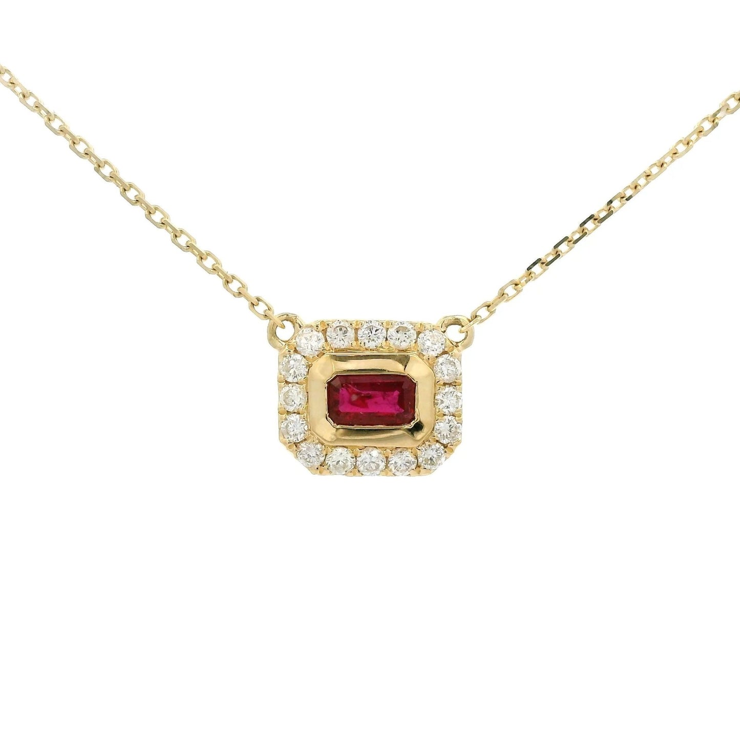 Baguette Cut Ruby & Diamond Pendant - Forever Rox