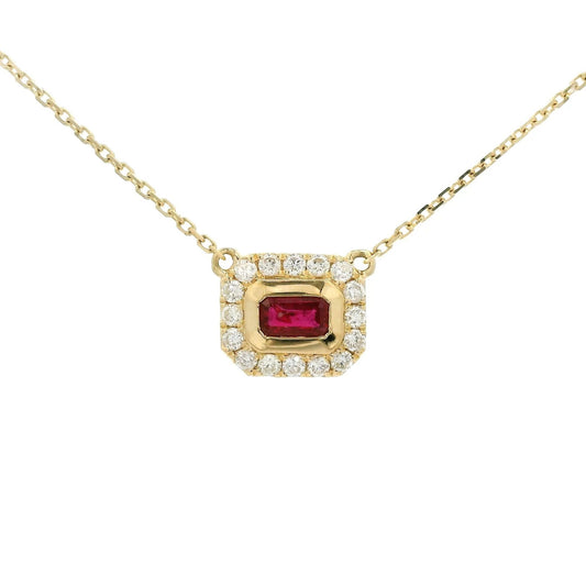 Baguette Cut Ruby & Diamond Pendant - Forever Rox